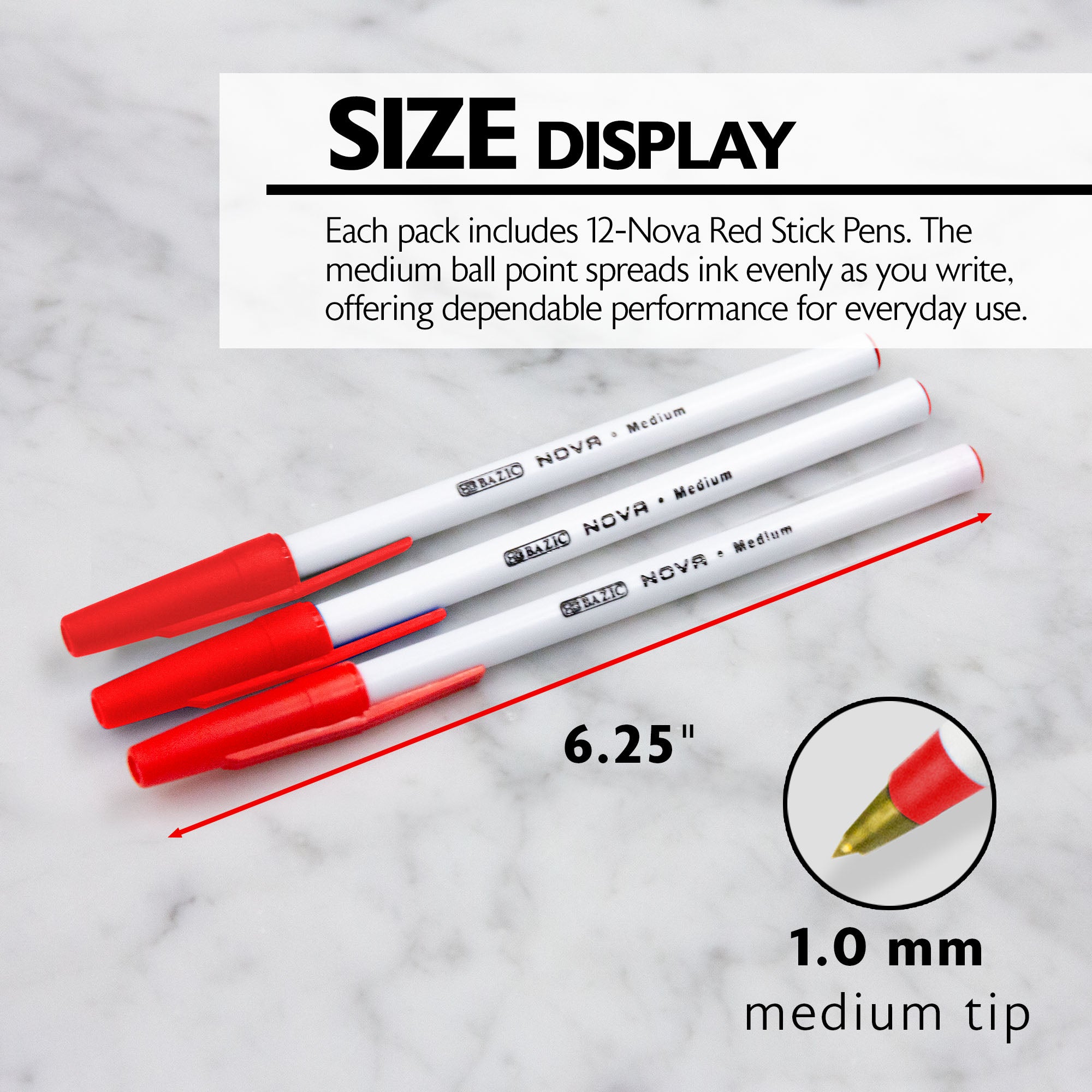 Nova Red Color Stick Pen (12/Box)