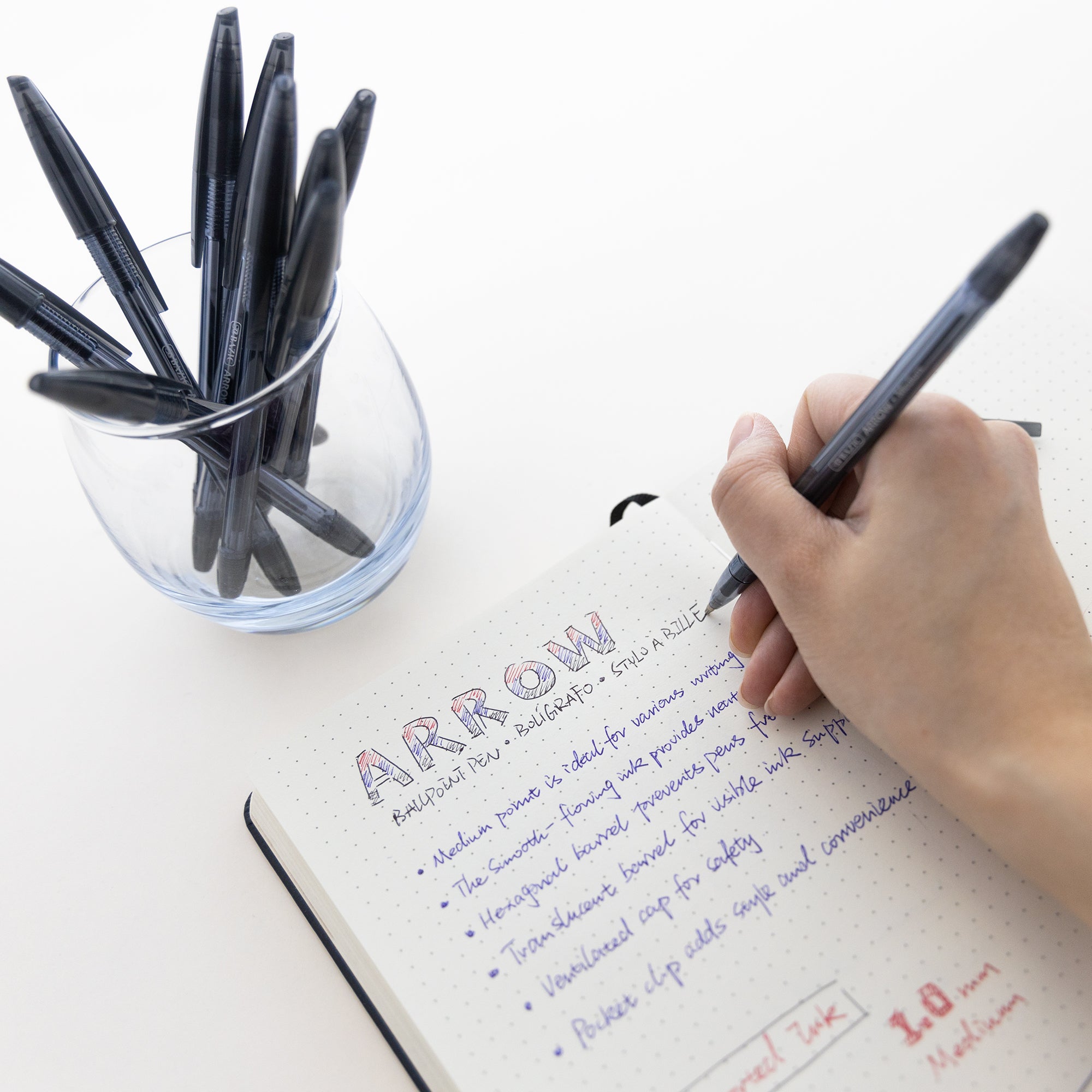 Arrow Black Stick Pen (10/Pack)