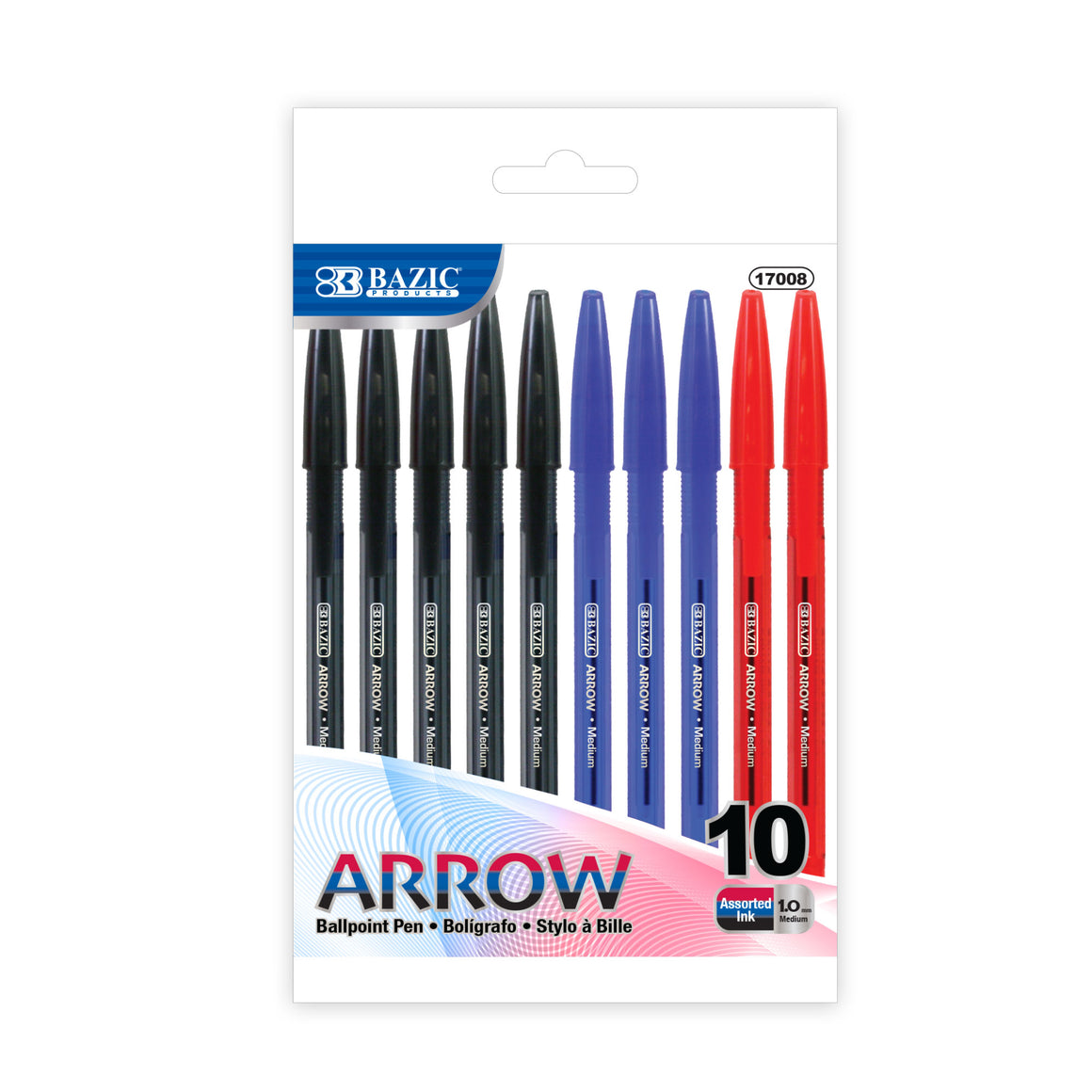 Arrow Assorted Color Stick Pen (10/Pack)
