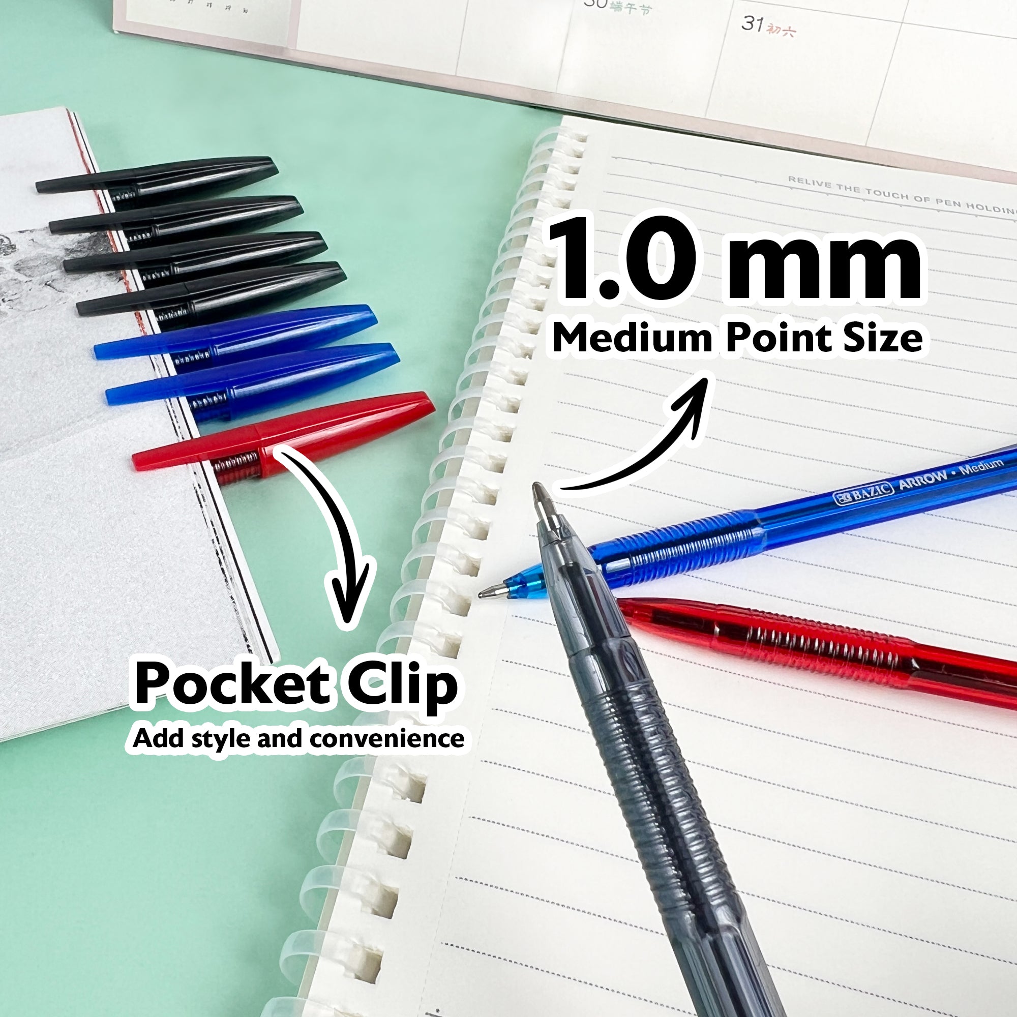 Arrow Assorted Color Stick Pen (10/Pack)