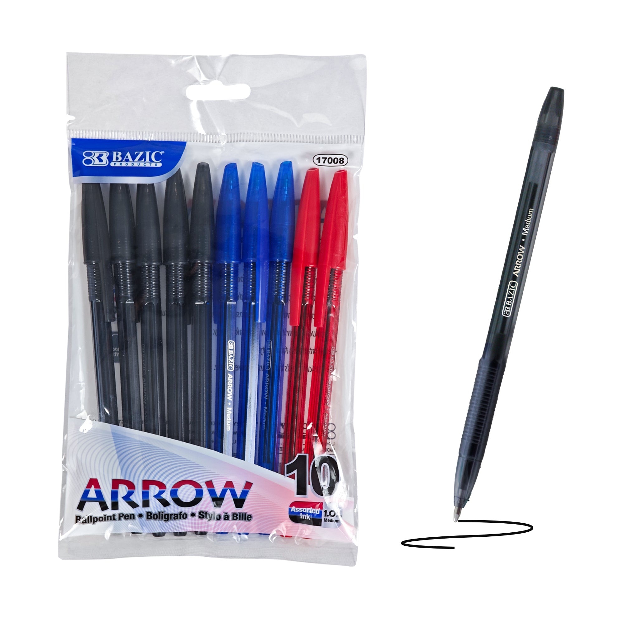 Arrow Assorted Color Stick Pen (10/Pack)