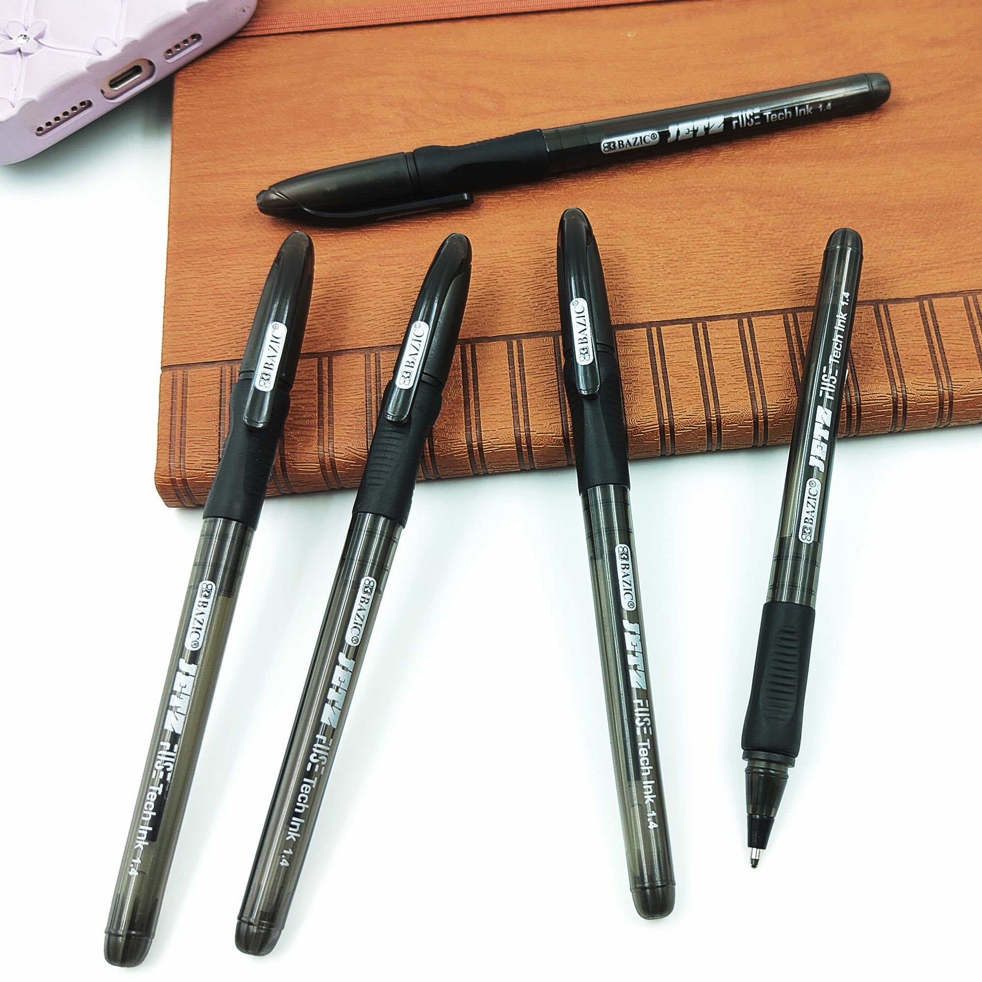 Jetz 1.4 mm Tip Black FUSE Tech Ink Pen w/ Cushion Grip (5/Pack)