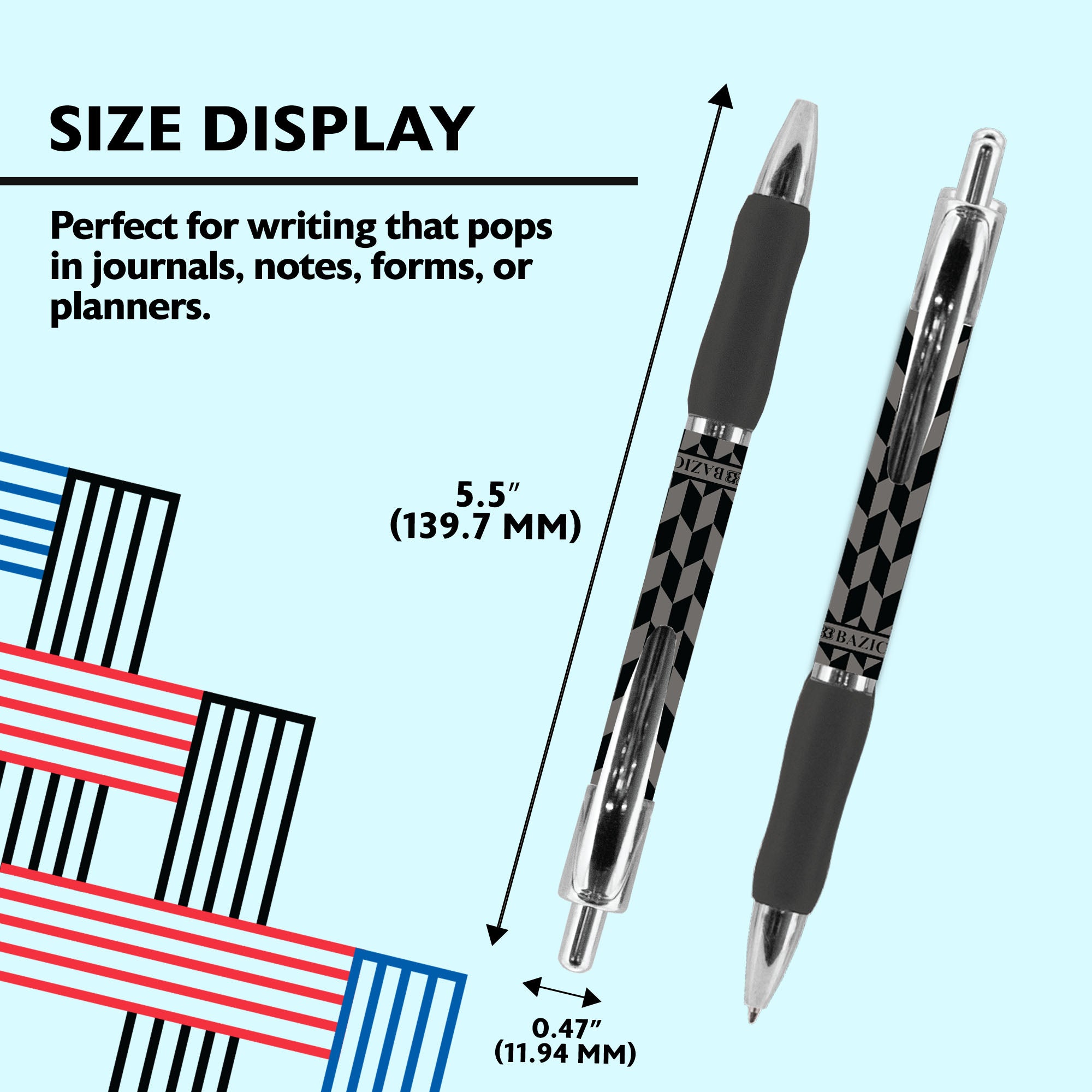 Maxxon 1.4 mm Tip Black FUSE Tech Ink Retractable Pen w/ Cushion Grip (4/Pack)