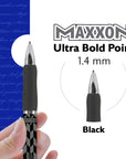 Maxxon 1.4 mm Tip Black FUSE Tech Ink Retractable Pen w/ Cushion Grip (4/Pack)
