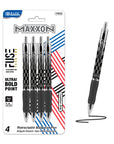 Maxxon 1.4 mm Tip Black FUSE Tech Ink Retractable Pen w/ Cushion Grip (4/Pack)