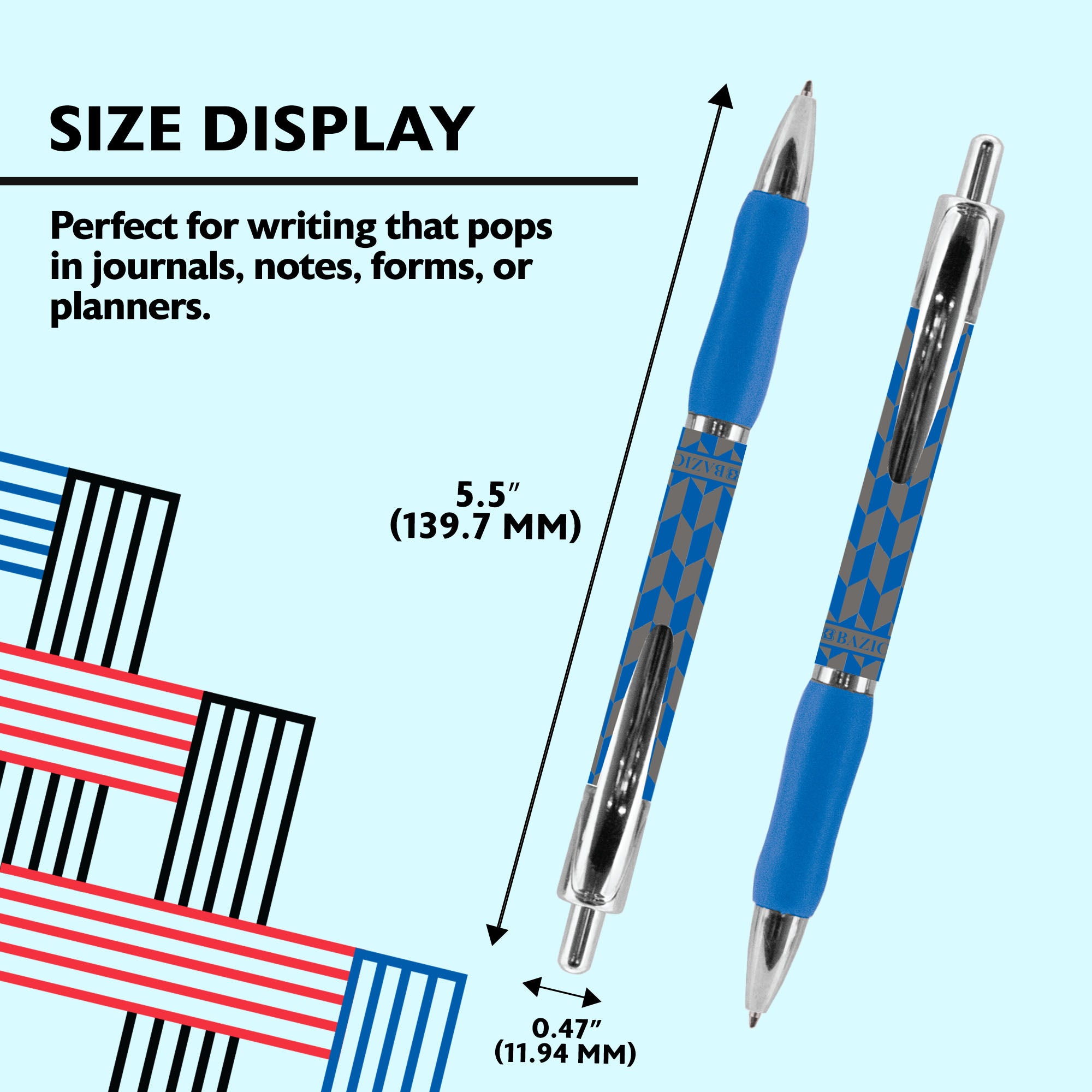 Maxxon 1.4 mm Tip Asst. Color FUSE Tech Ink Retractable Pen w/ Cushion Grip (8/Pack)
