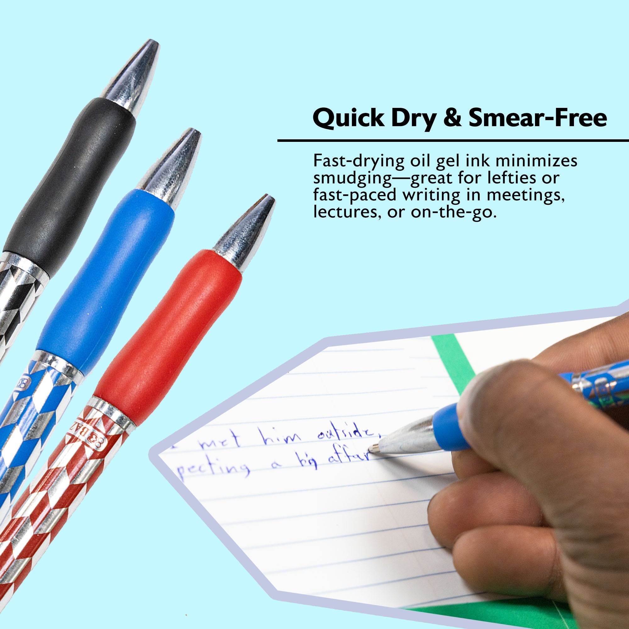 Maxxon 1.4 mm Tip Asst. Color FUSE Tech Ink Retractable Pen w/ Cushion Grip (8/Pack)