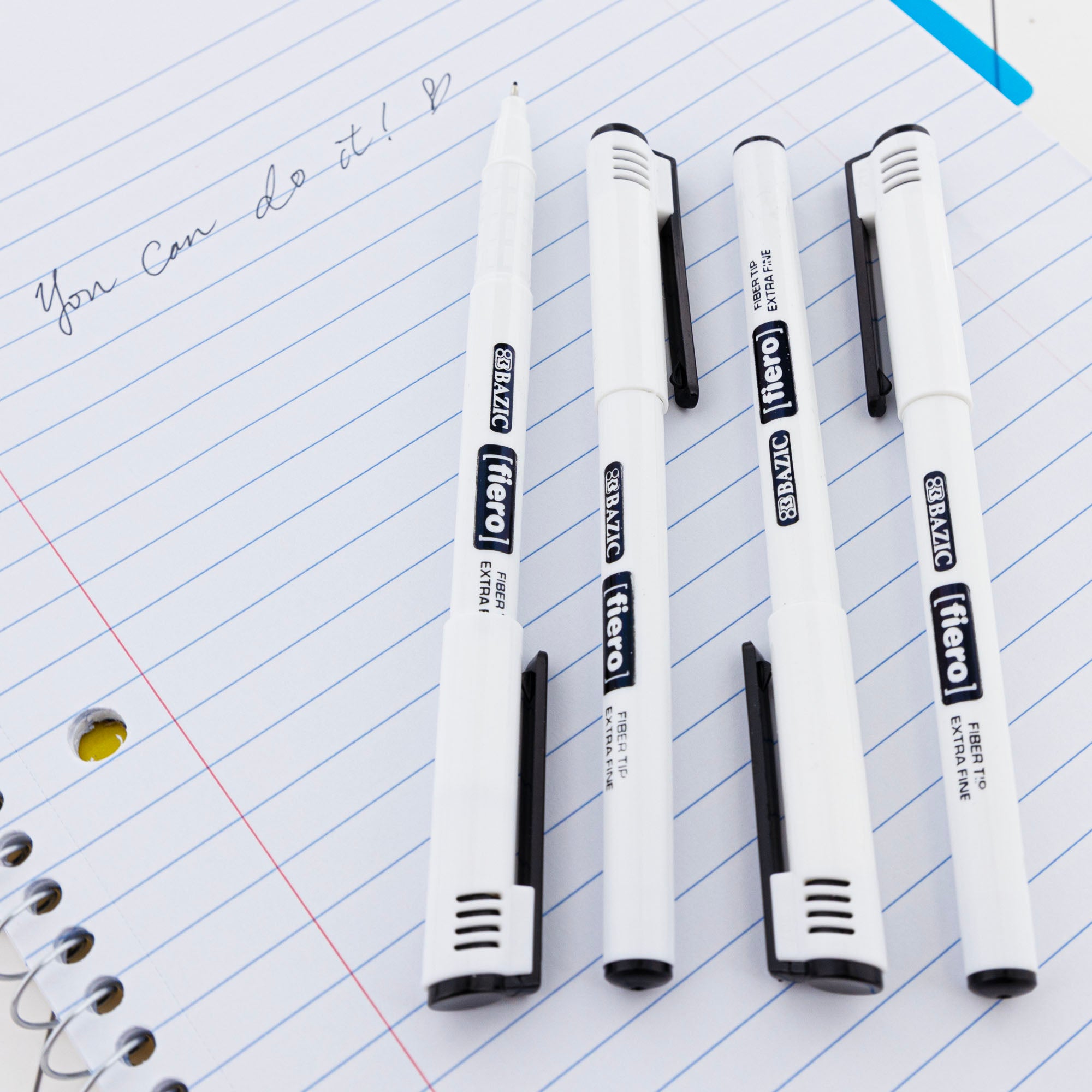 Fiero Black Fiber Tip Fineliner Pen (4/Pack)