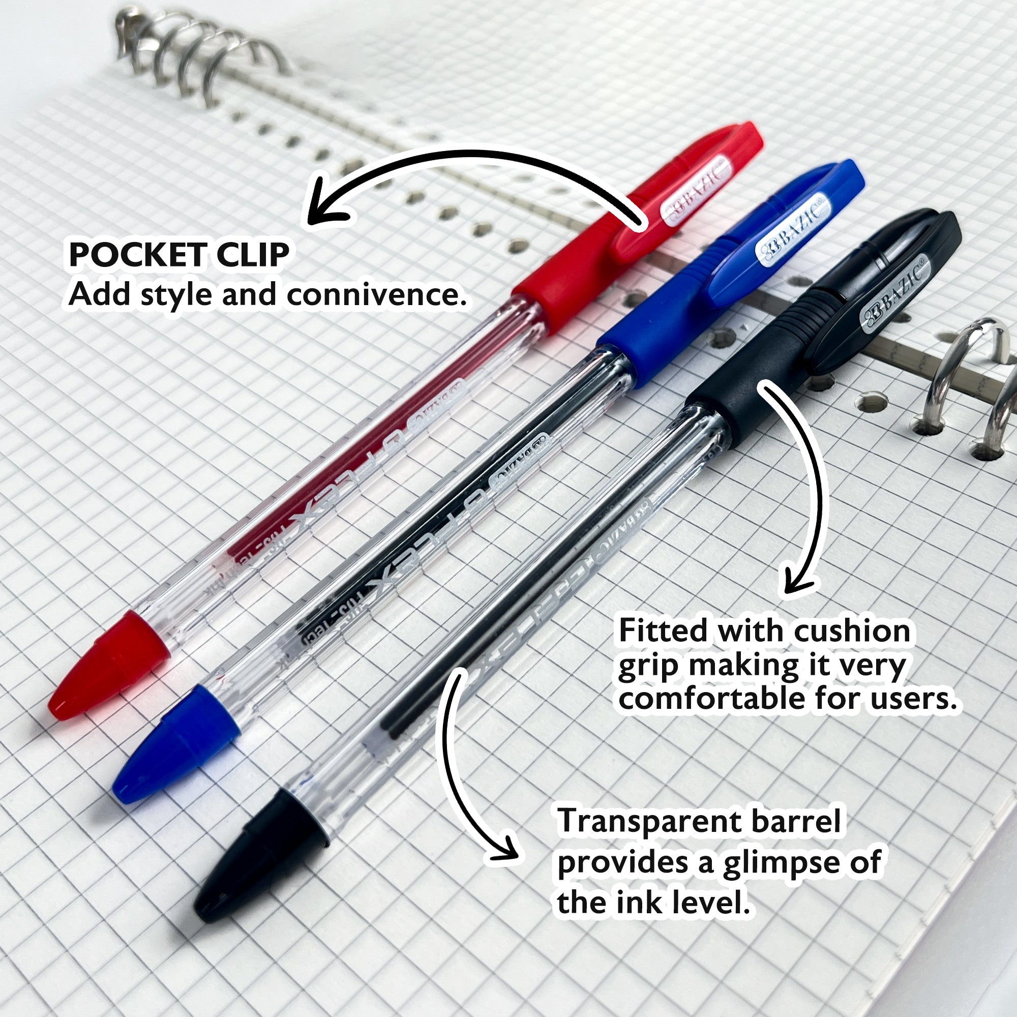 G-Flex Asst. Color FUSE Tech Ink Pen w/ Cushion Grip (4/Pack)