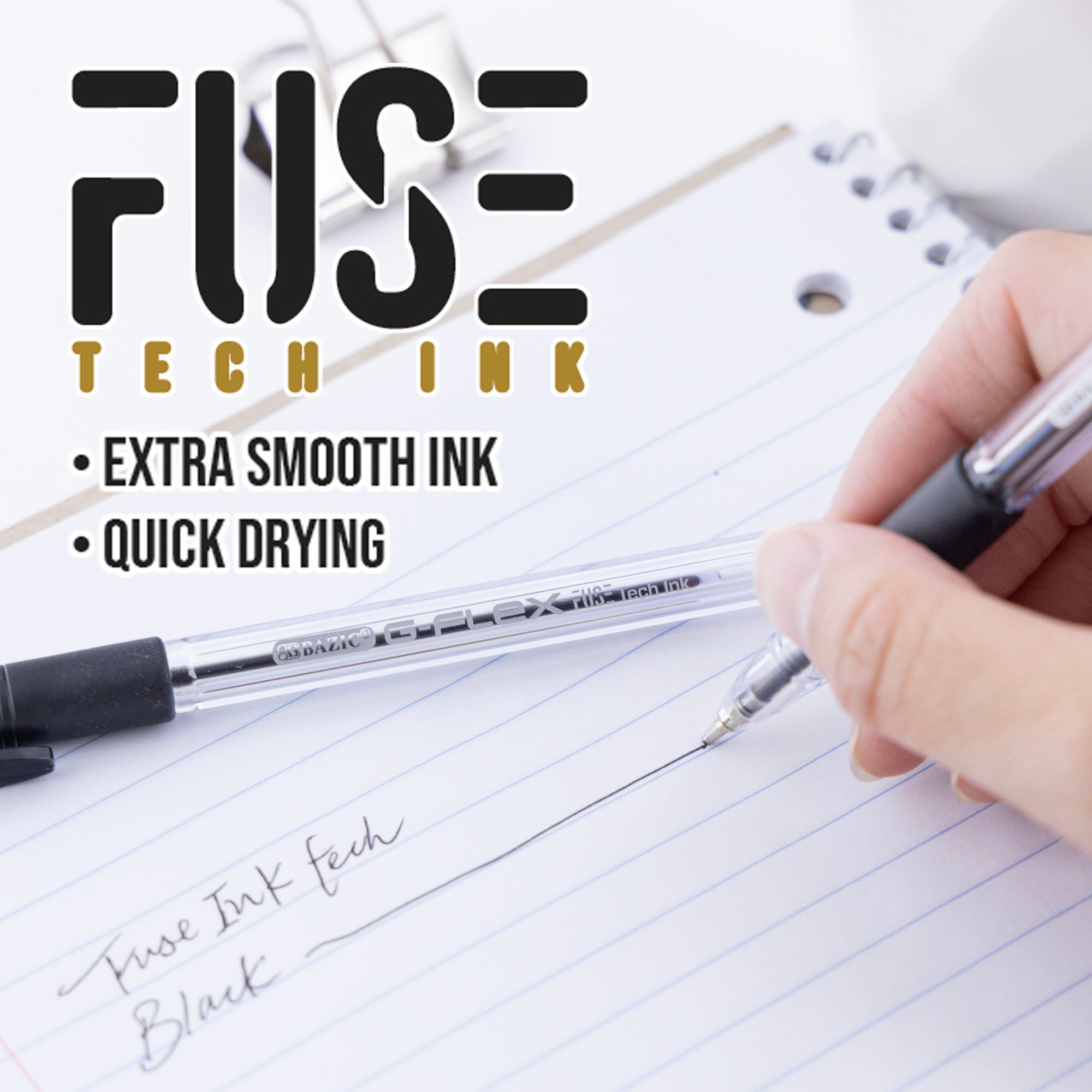 G-Flex Black FUSE Tech Ink Pen w/ Cushion Grip (4/Pack)