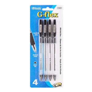 G-Flex Black Oil-Gel Ink Pen w/ Cushion Grip (4/Pack)