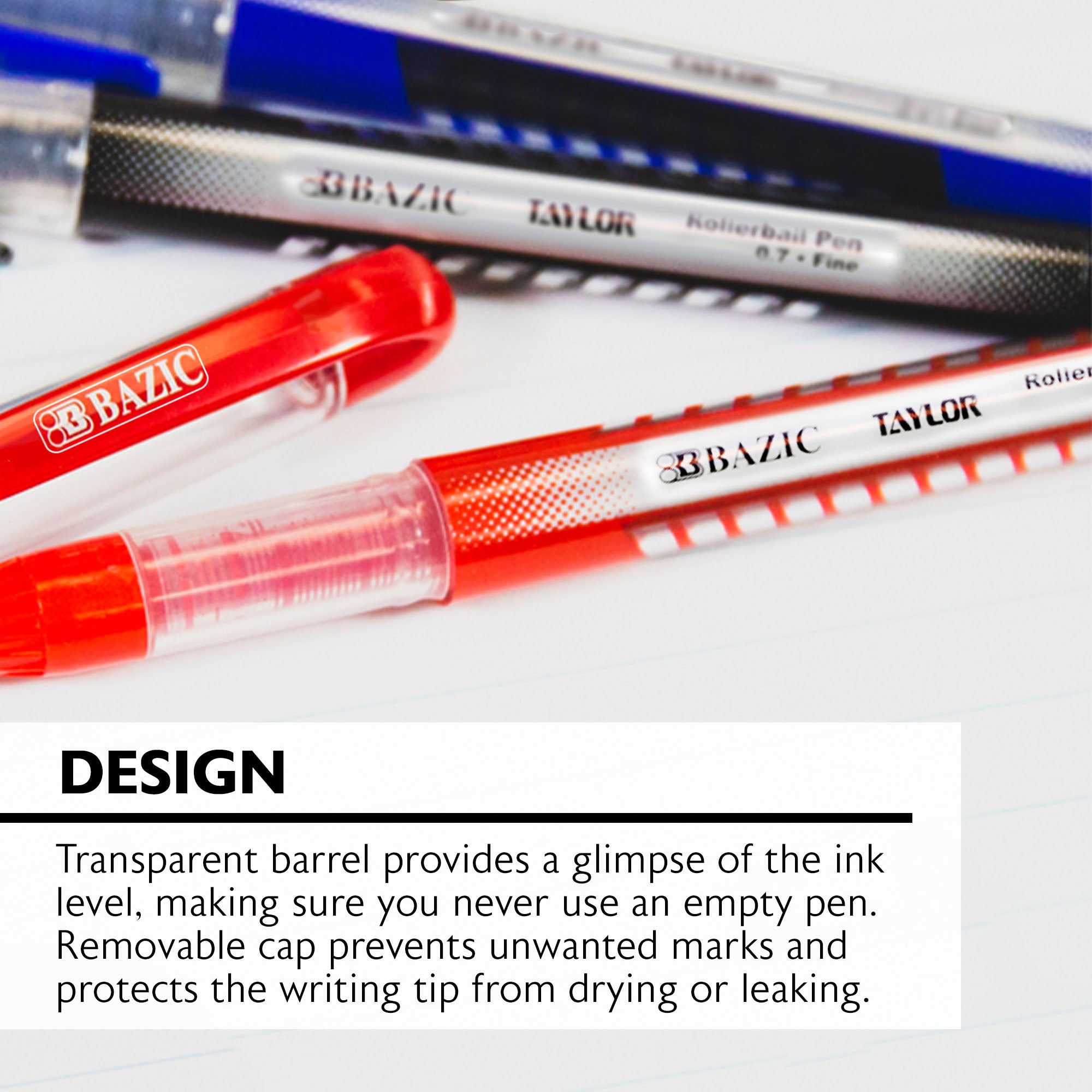 Taylor Assorted Color Rollerball Pen (3/Pack)