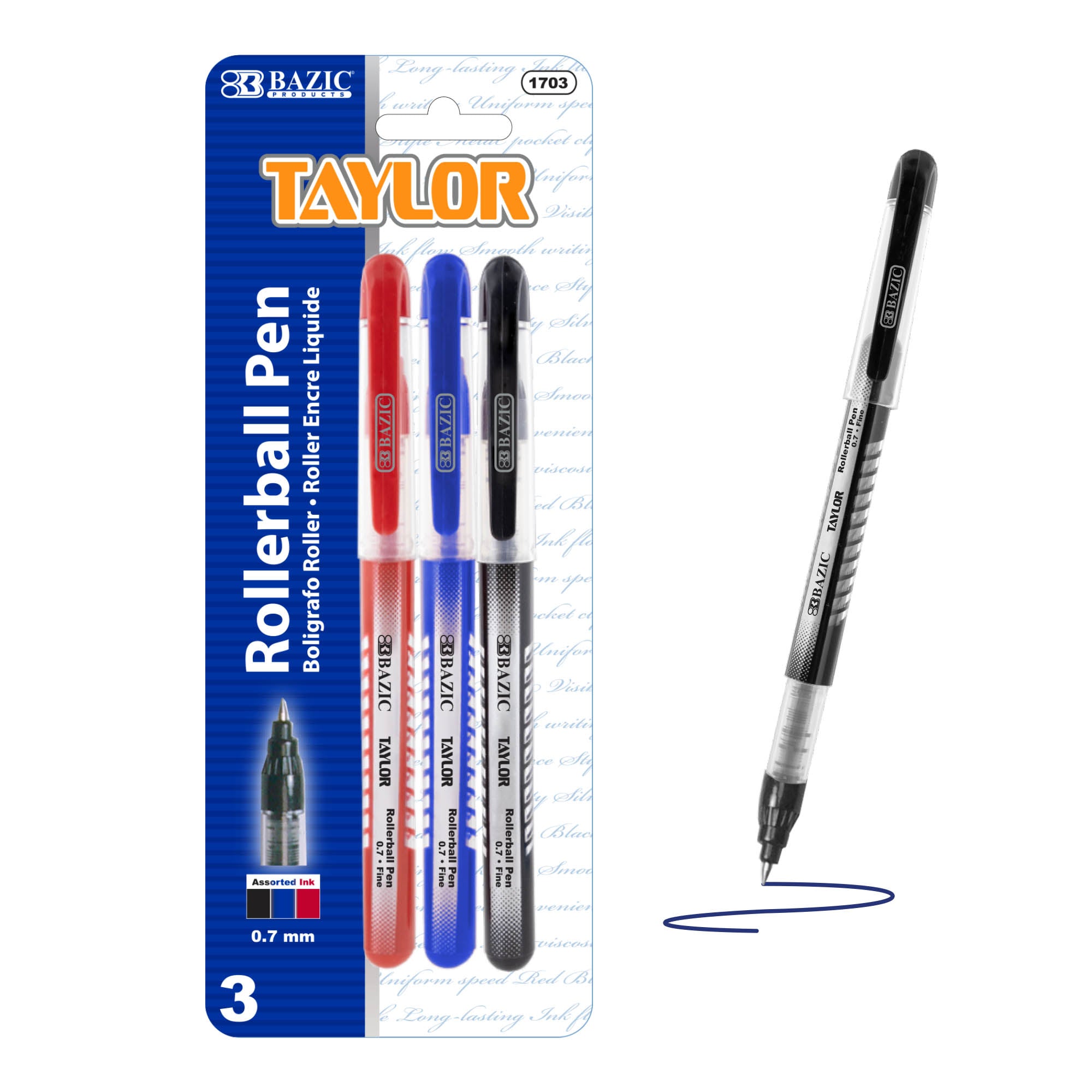 Taylor Assorted Color Rollerball Pen (3/Pack)