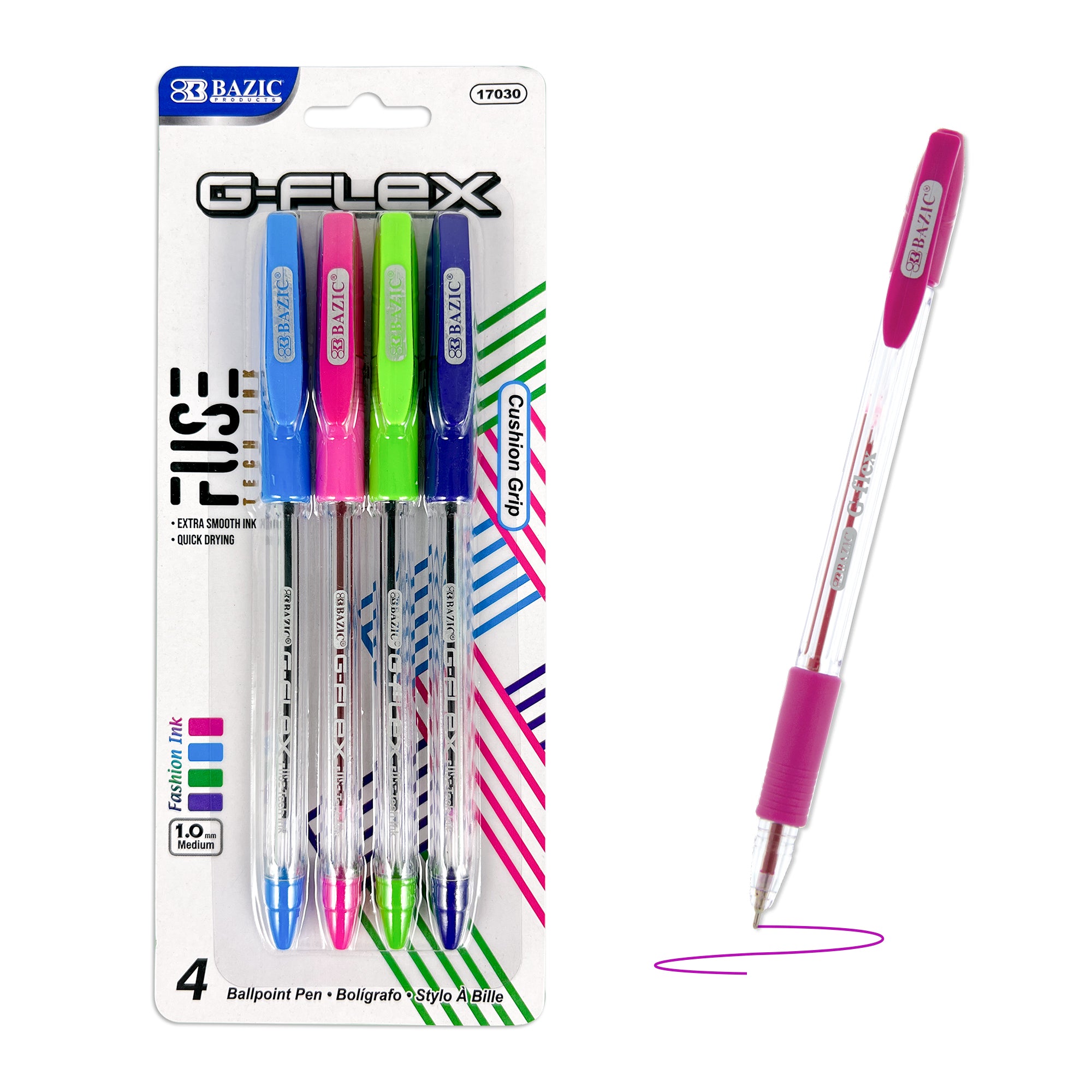 4 Color G-Flex Oil-Gel Ink Pen w/ Cushion Grip