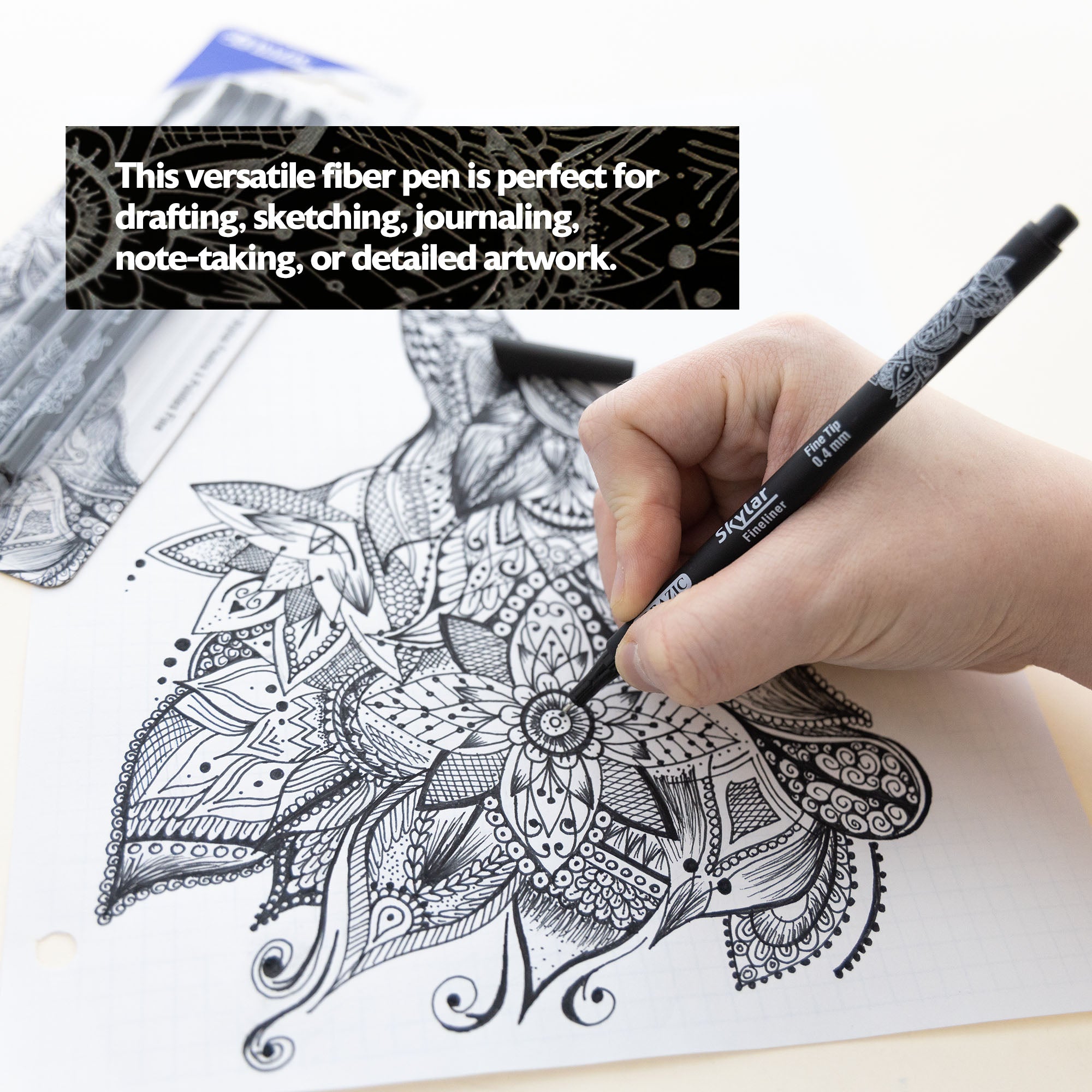 Skylar 0.4 mm Black Fineliner Pen (4/Pack)