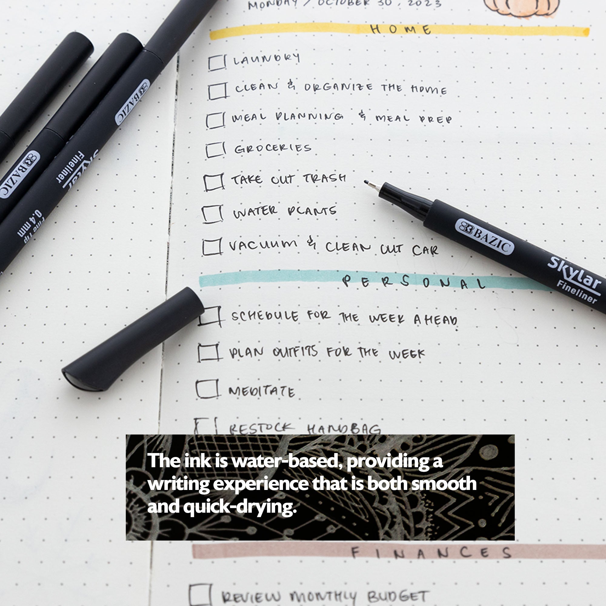 Skylar 0.4 mm Black Fineliner Pen (4/Pack)