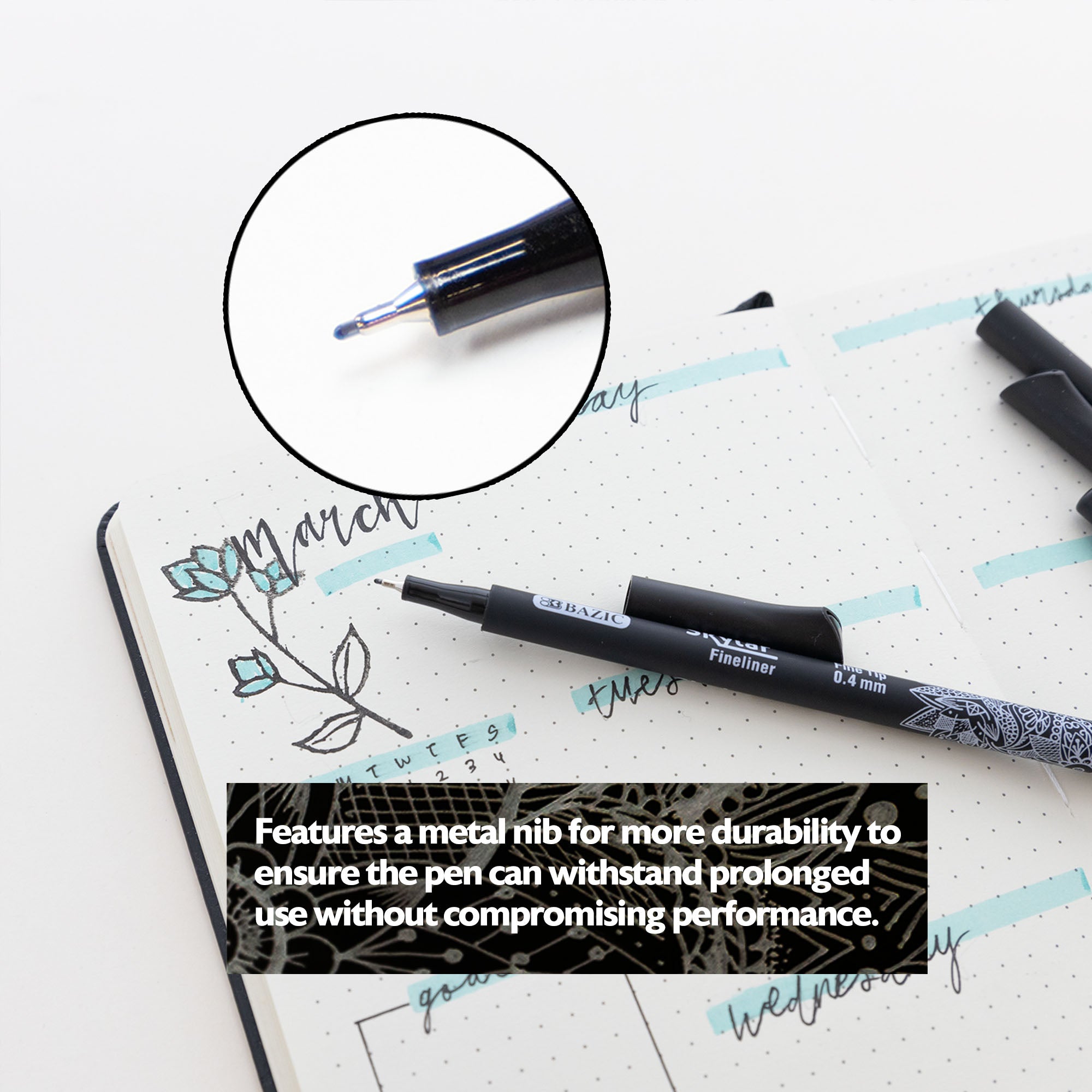 Skylar 0.4 mm Black Fineliner Pen (4/Pack)