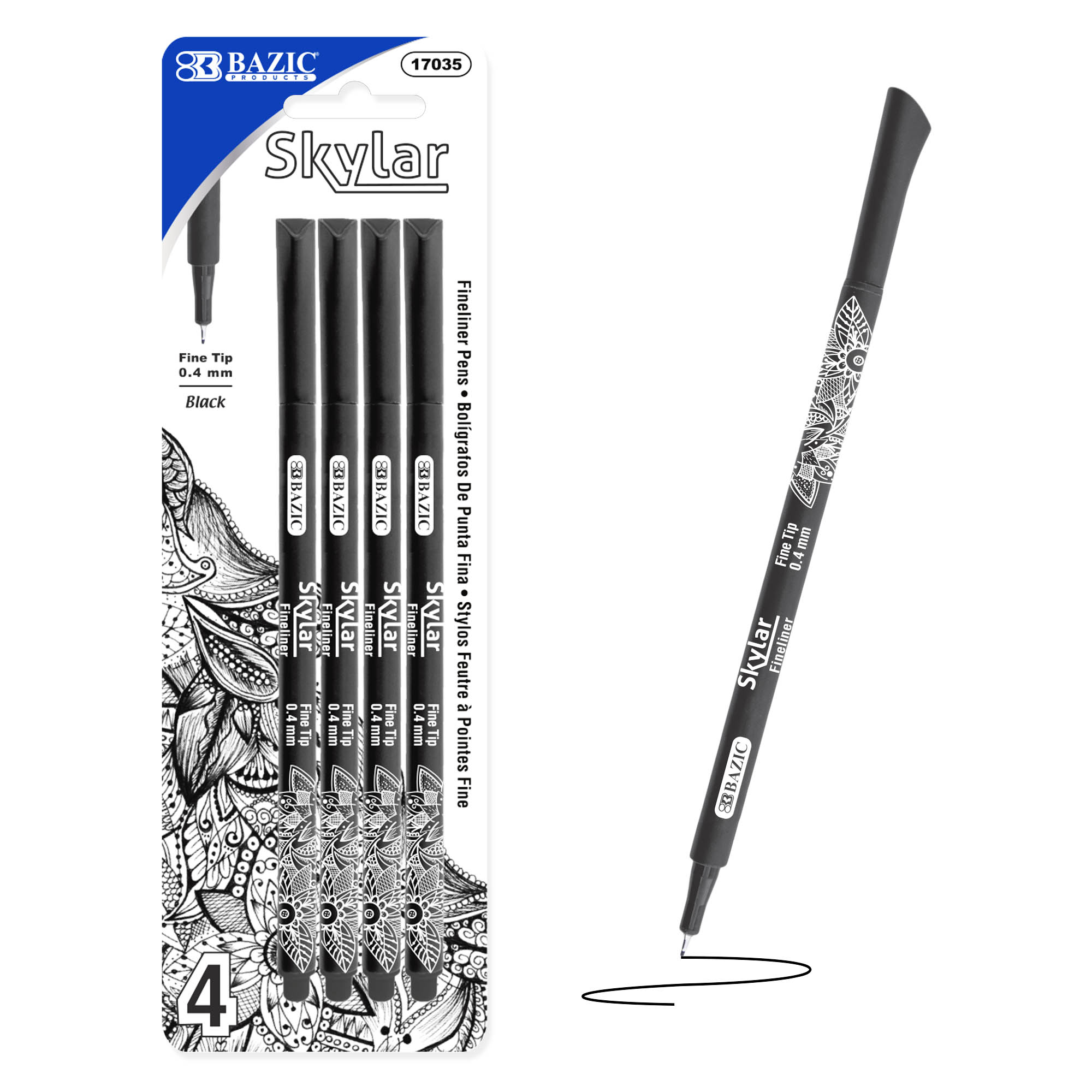 Skylar 0.4 mm Black Fineliner Pen (4/Pack)
