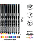 10 Color Skylar 0.4 mm Fineliner Pen