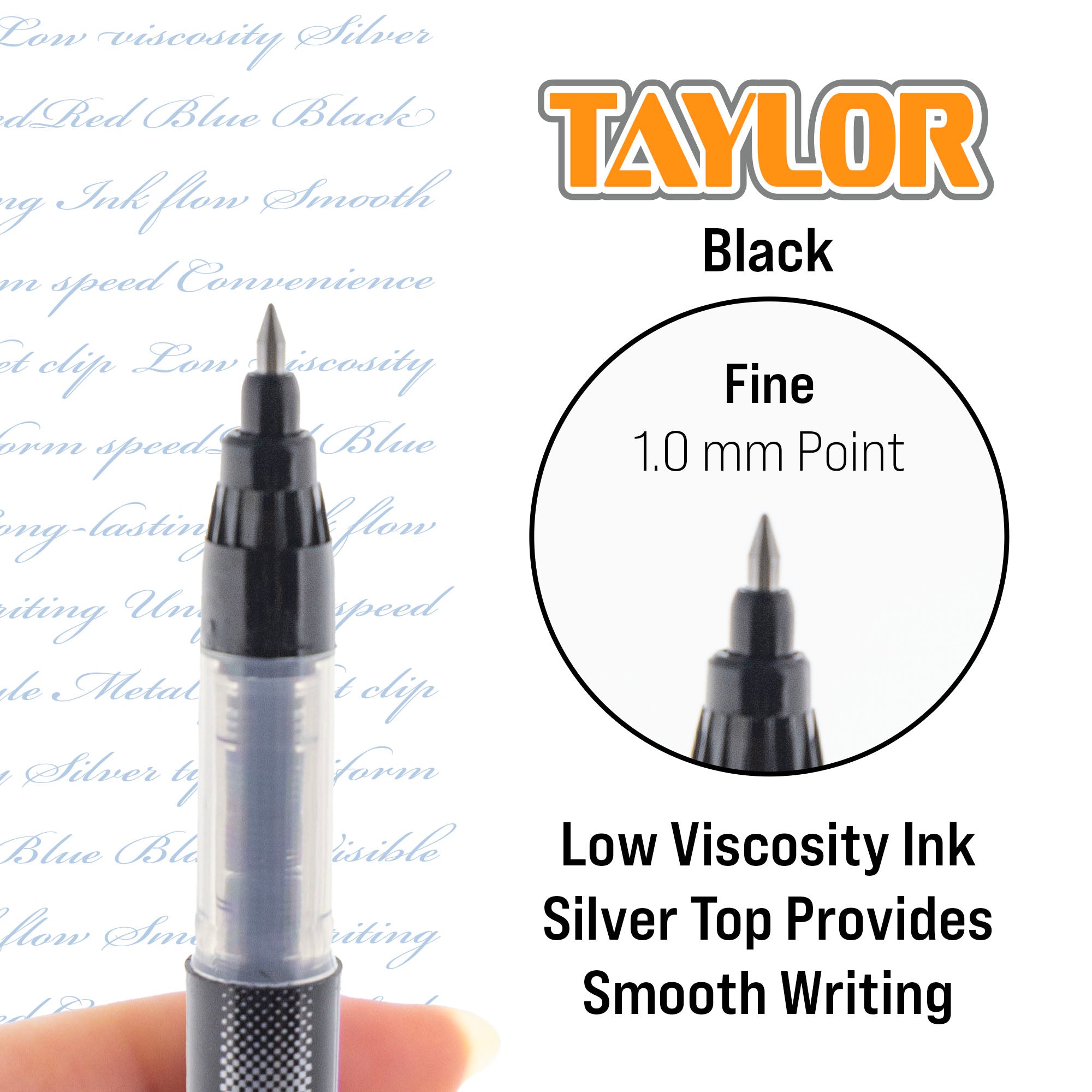Taylor Black Rollerball Pen (3/Pack)
