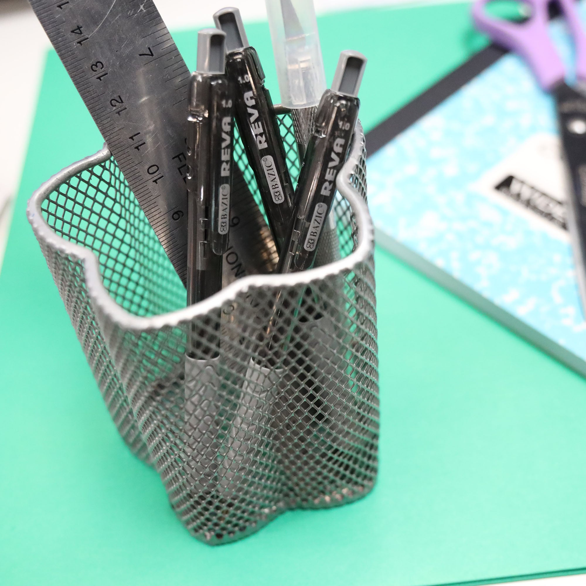 Reva Black Color Retractable Pen w/ Cushion Grip (8/Pack)