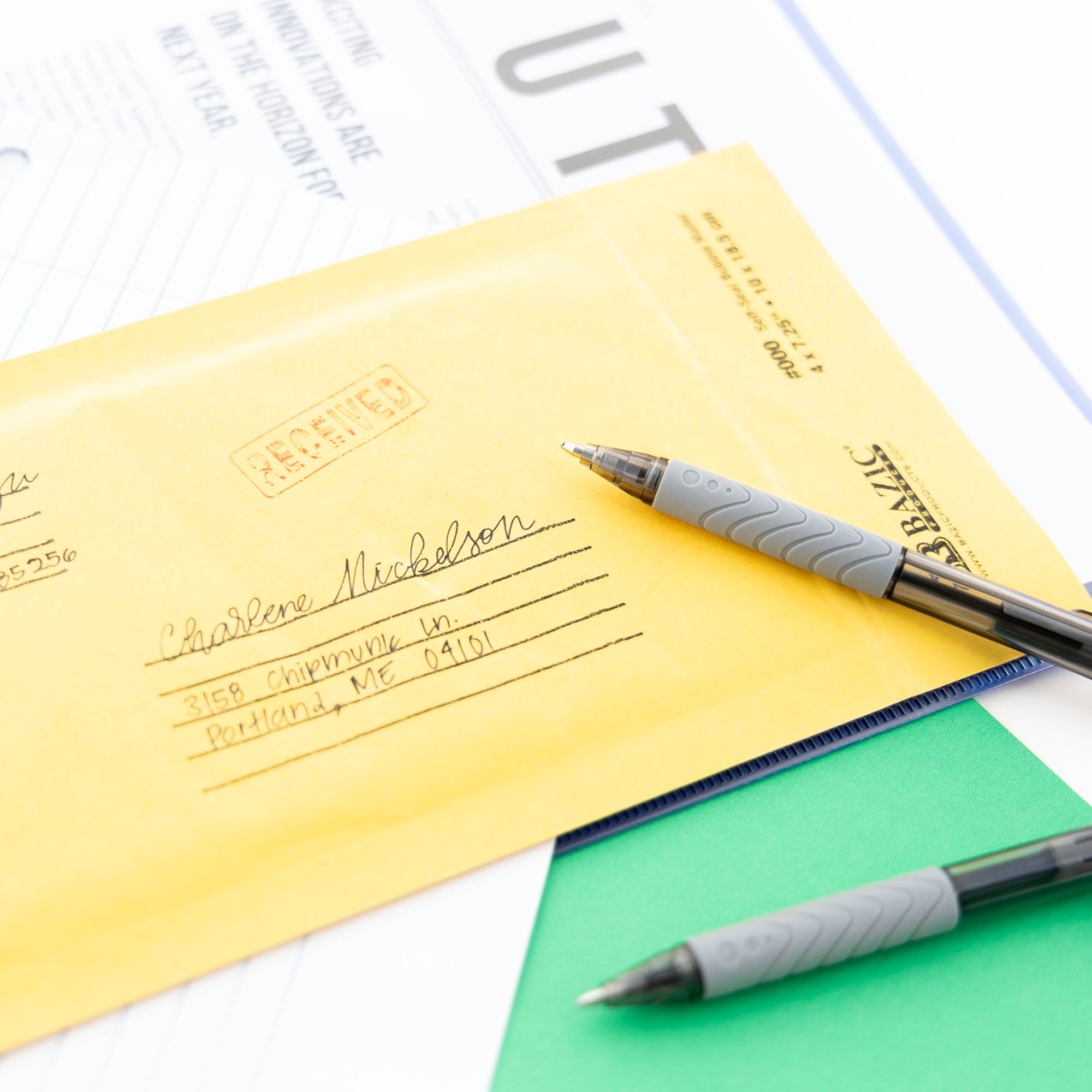 Reva Black Color Retractable Pen w/ Cushion Grip (8/Pack)