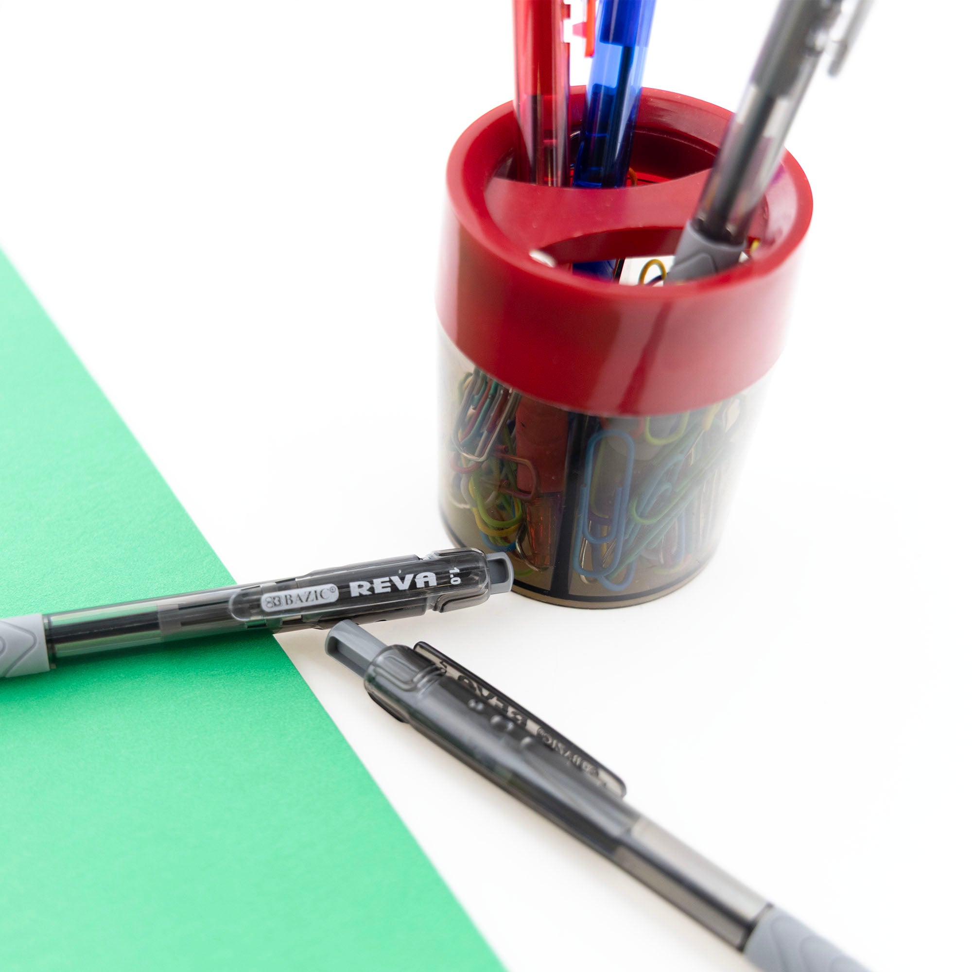 Reva Asst. Color Retractable Pen w/ Cushion Grip (8/Pack)