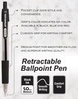 Spencer Black Retractable Pen w/ Cushion Grip (5/Pack)