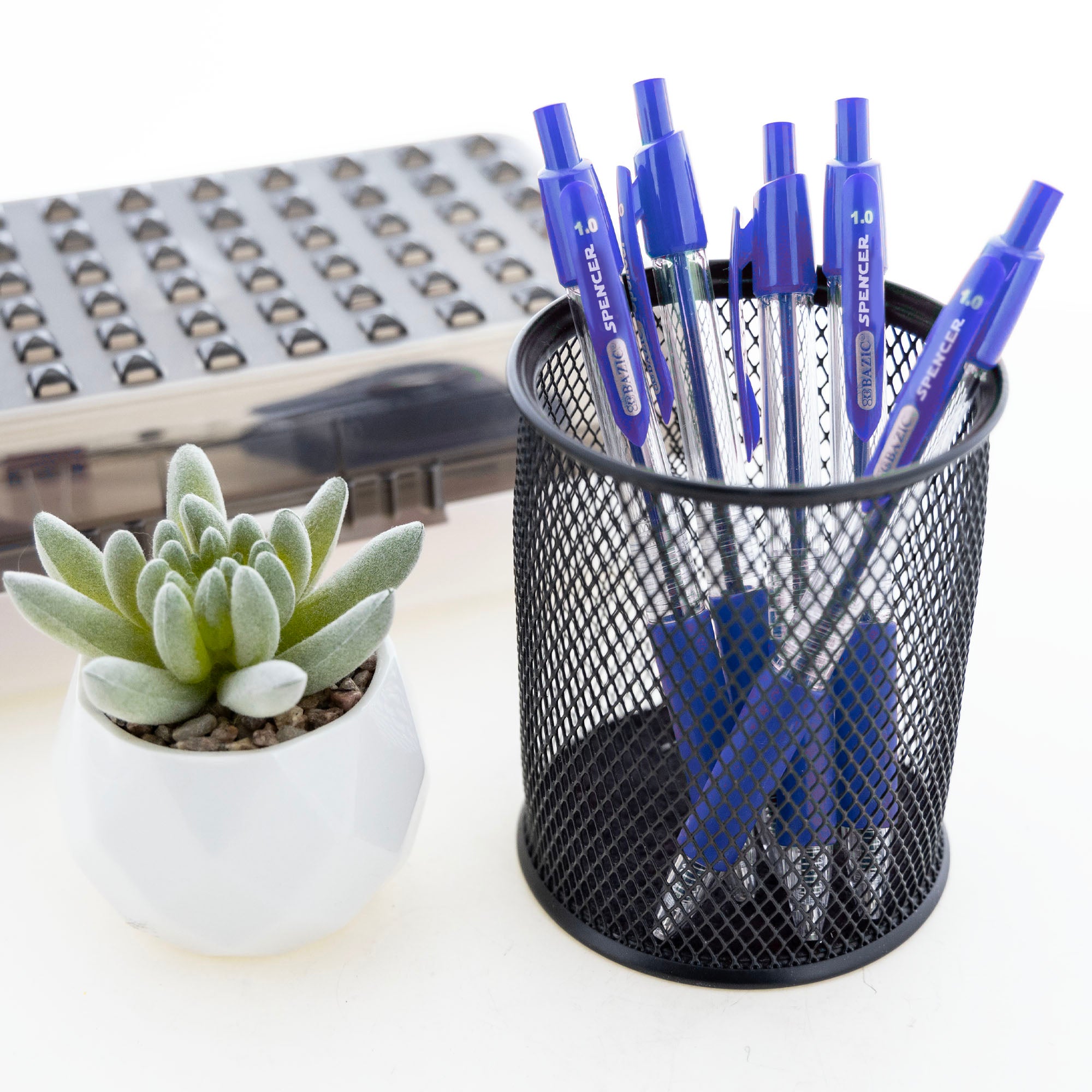 Spencer Blue Retractable Pen w/ Cushion Grip (5/Pack)