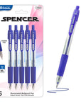 Spencer Blue Retractable Pen w/ Cushion Grip (5/Pack)