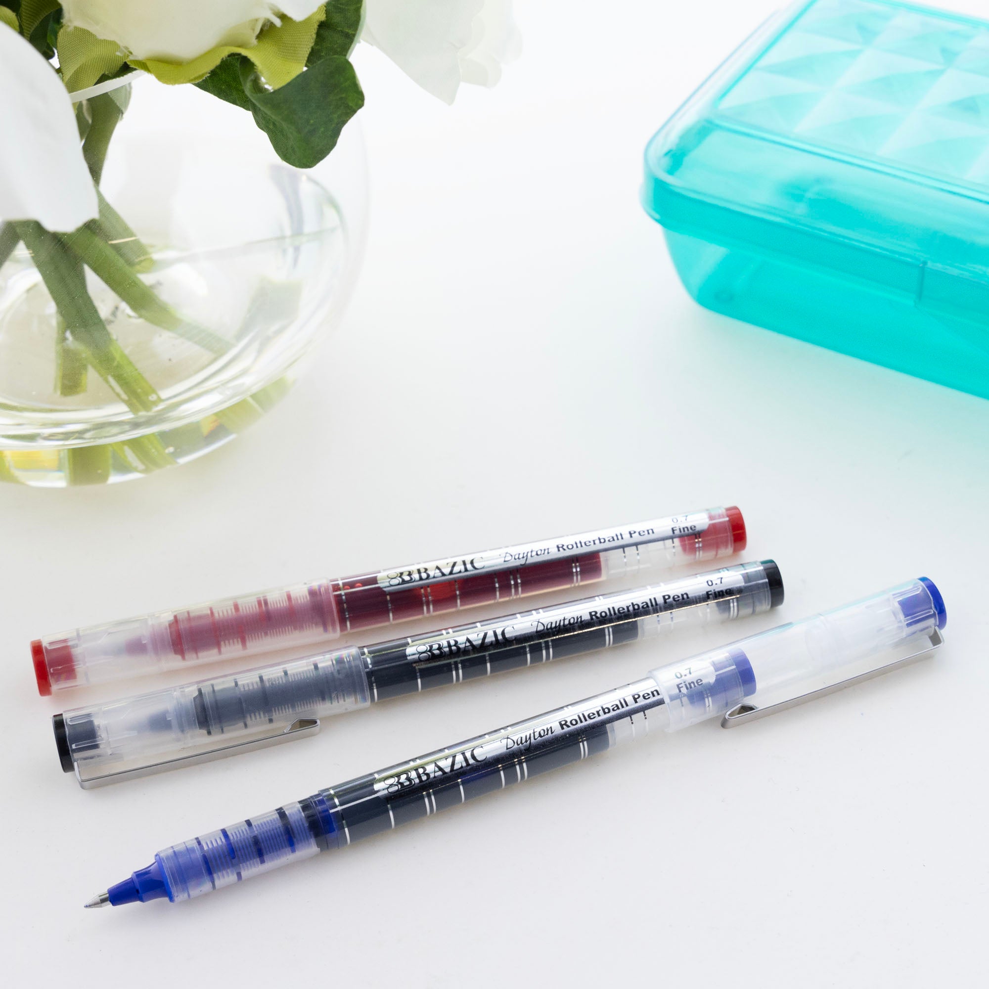 Dayton Asst. Color Rollerball Pen w/ Metal Clip (3/Pack)