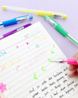6 Fluorescent Color Essence Gel Pen w/ Cushion Grip