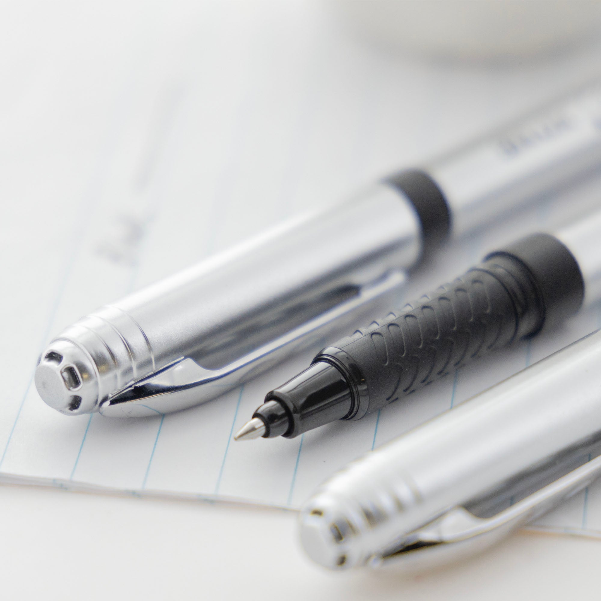 York Black Rollerball Pen w/ Grip (3/Pack)