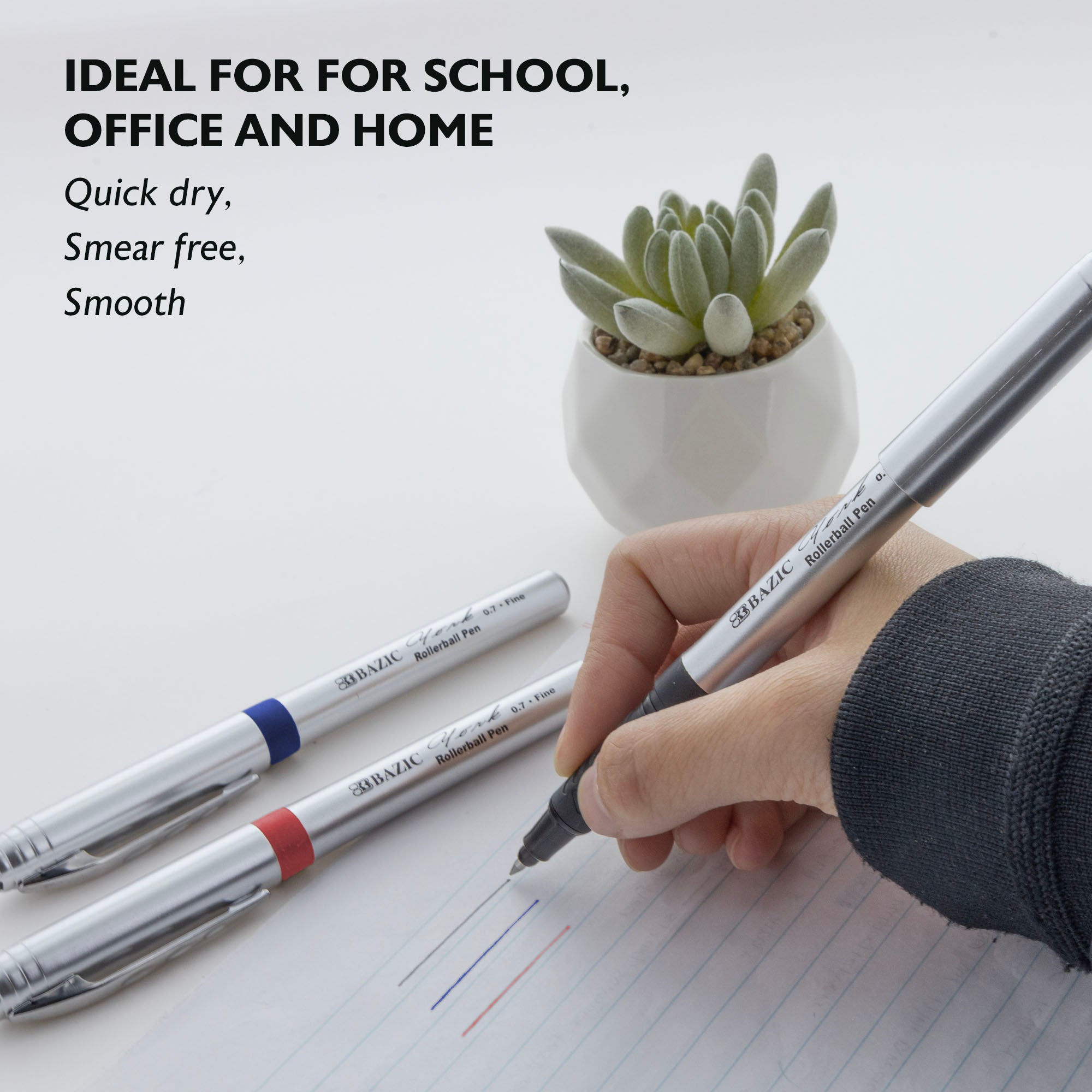 York Asst. Color Rollerball Pen w/ Grip (3/Pack)