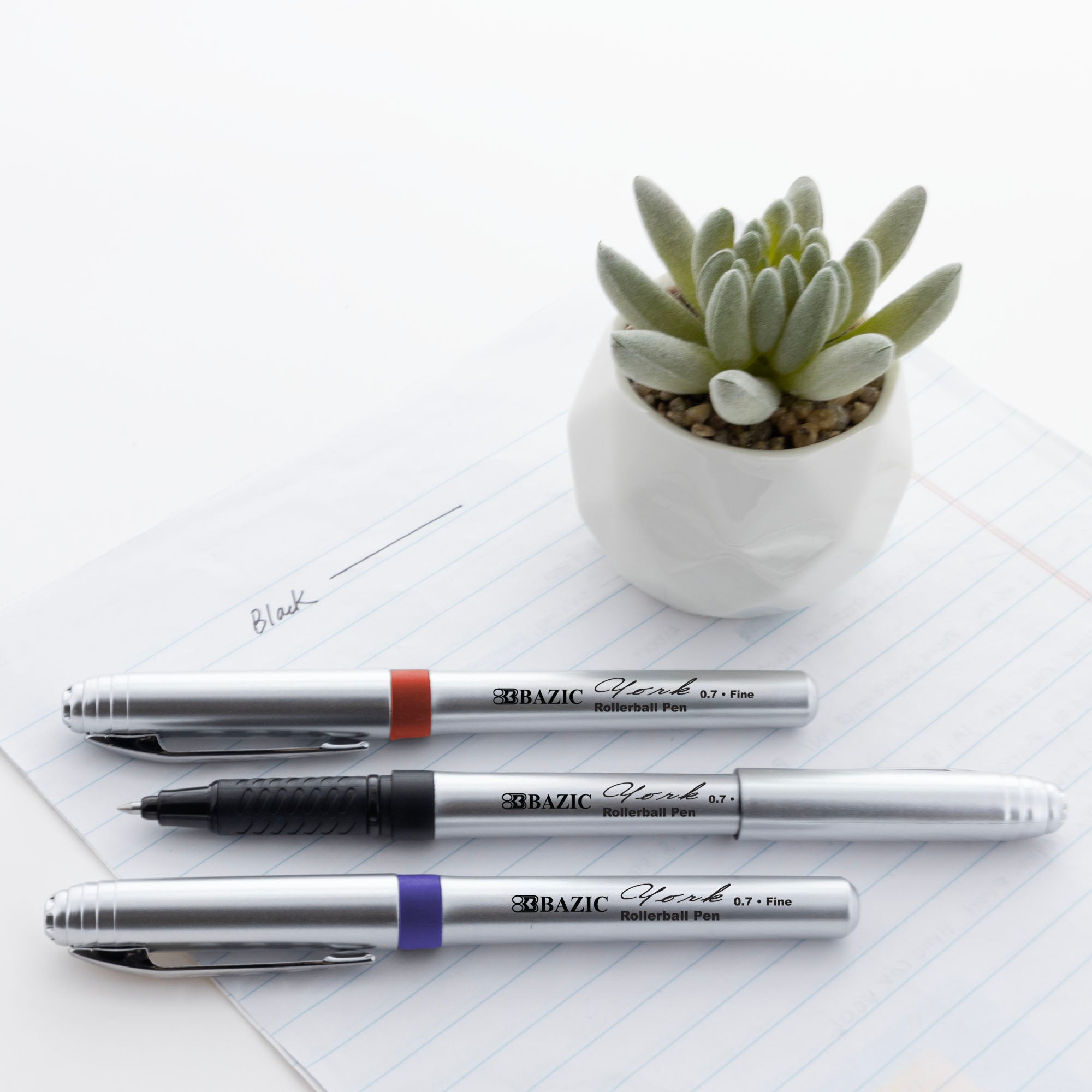 York Asst. Color Rollerball Pen w/ Grip (3/Pack)