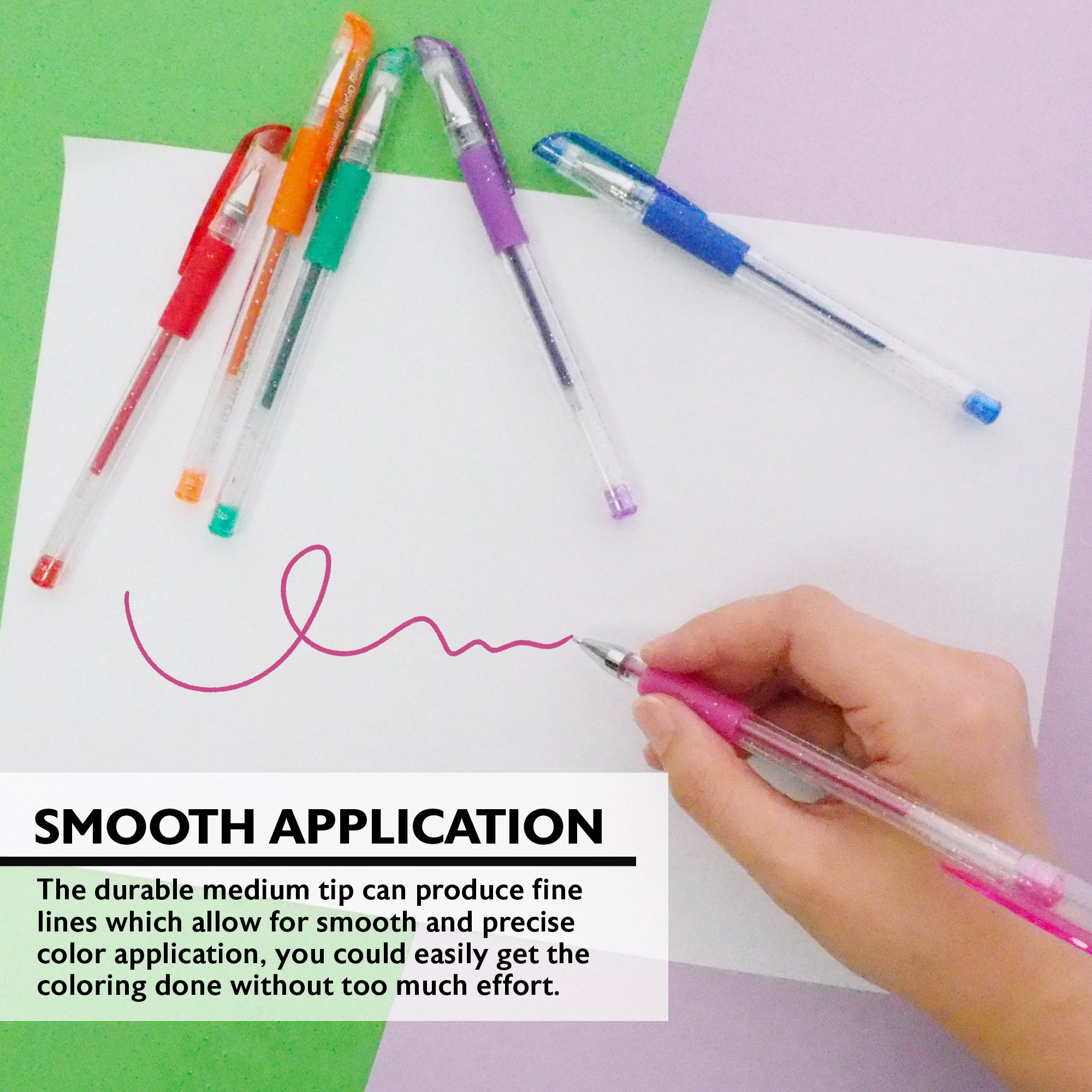 6 Scented Glitter Color Essence Gel Pen w/ Cushion Grip