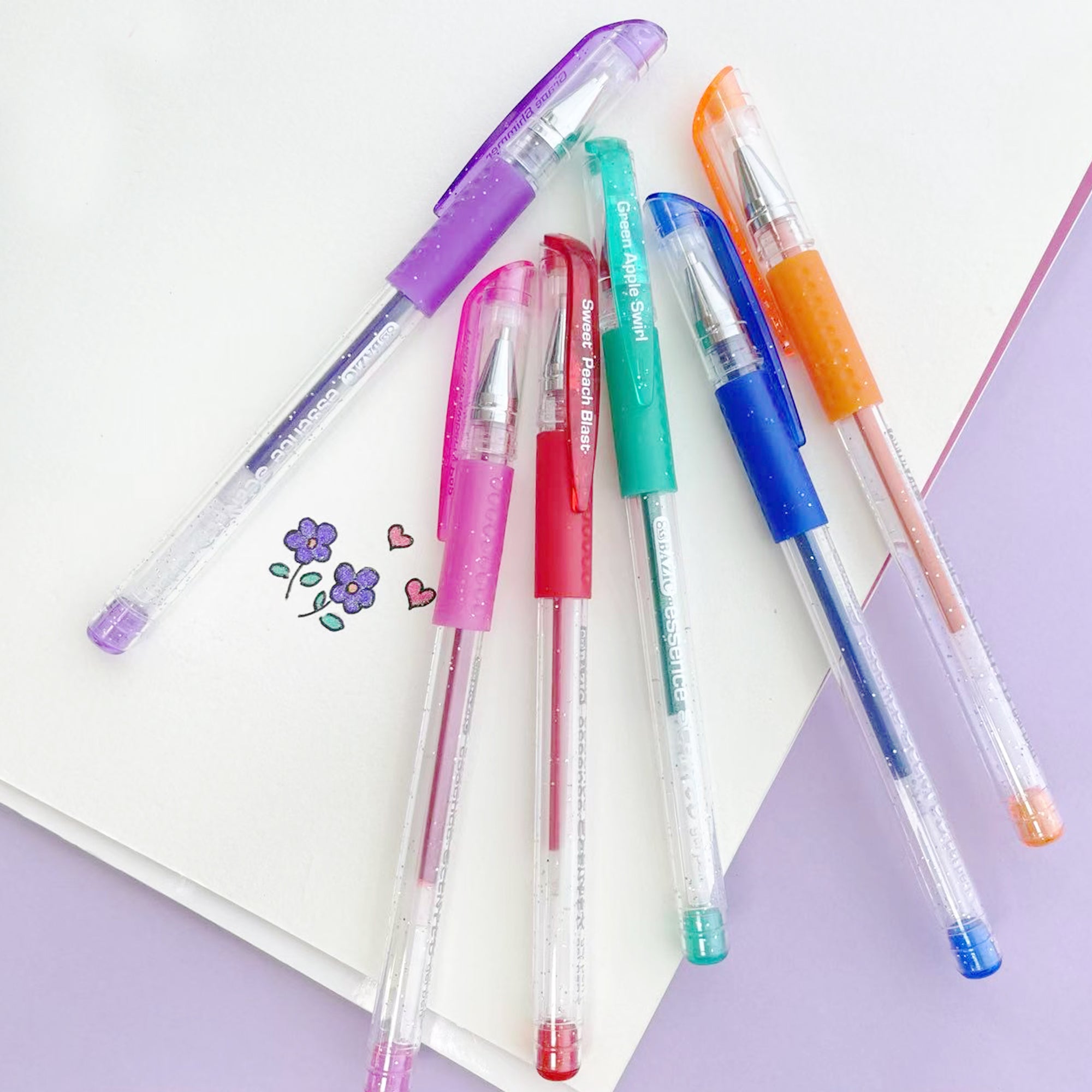 6 Scented Glitter Color Essence Gel Pen w/ Cushion Grip