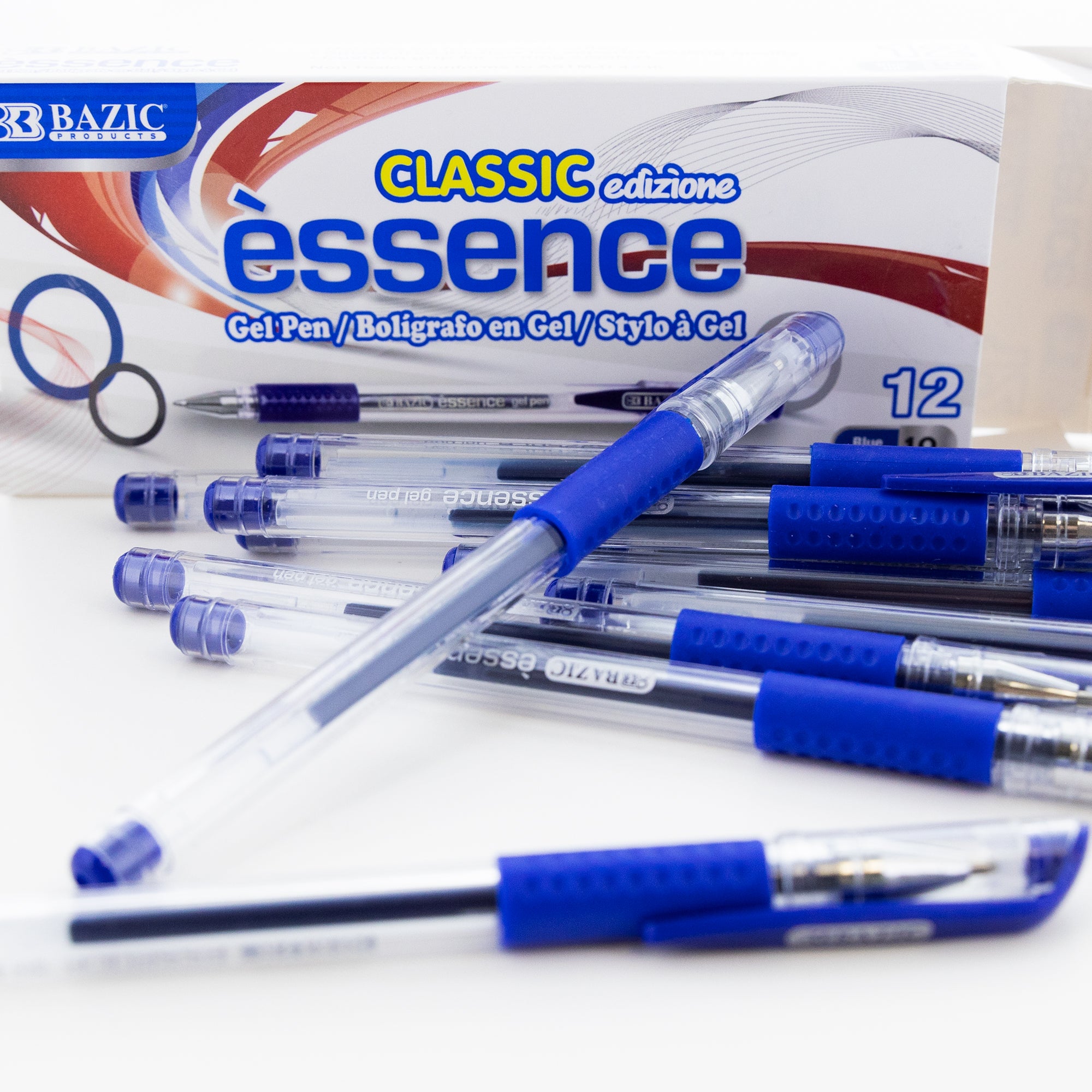 Essence Blue Gel Pen w/ Cushion Grip (12/Box)