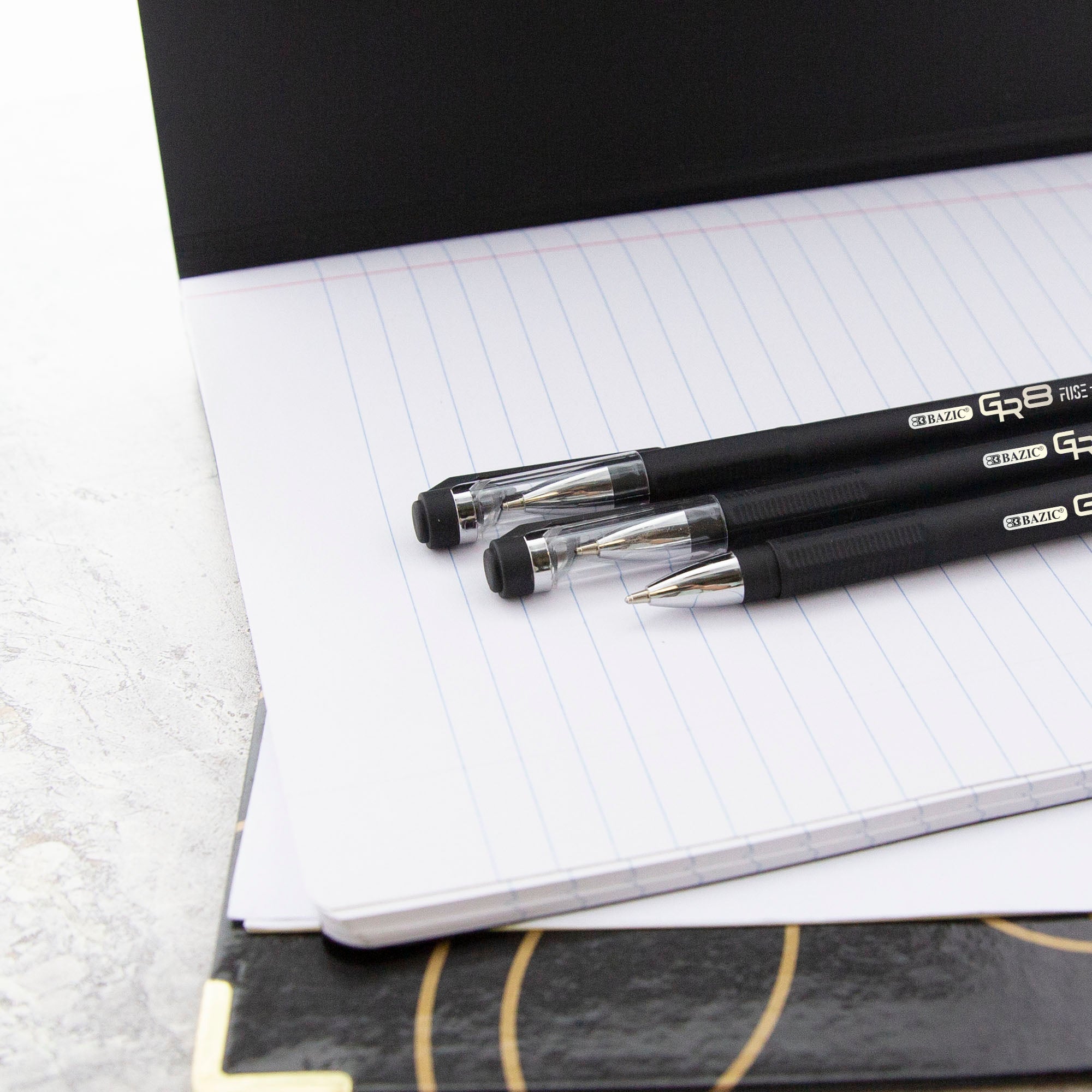 GR8 Black FUSE Tech Ink Pen w/ Rubberized Barrel (3/Pack)