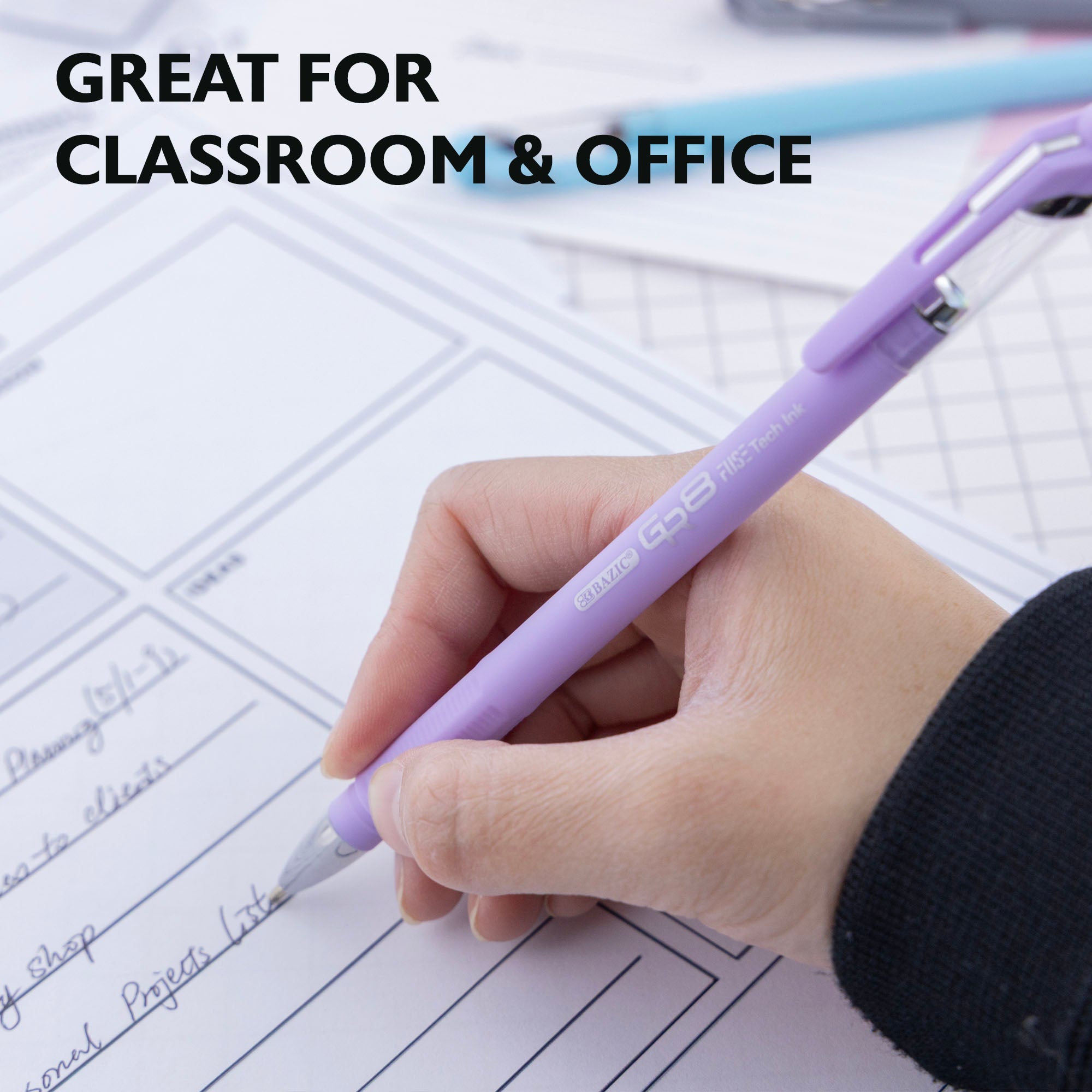 GR8 Dazzle Black FUSE Tech Ink Pen w/ Rubberized Barrel (3/Pack)