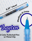 6 Color Dayton Rollerball Pen w/ Metal Clip