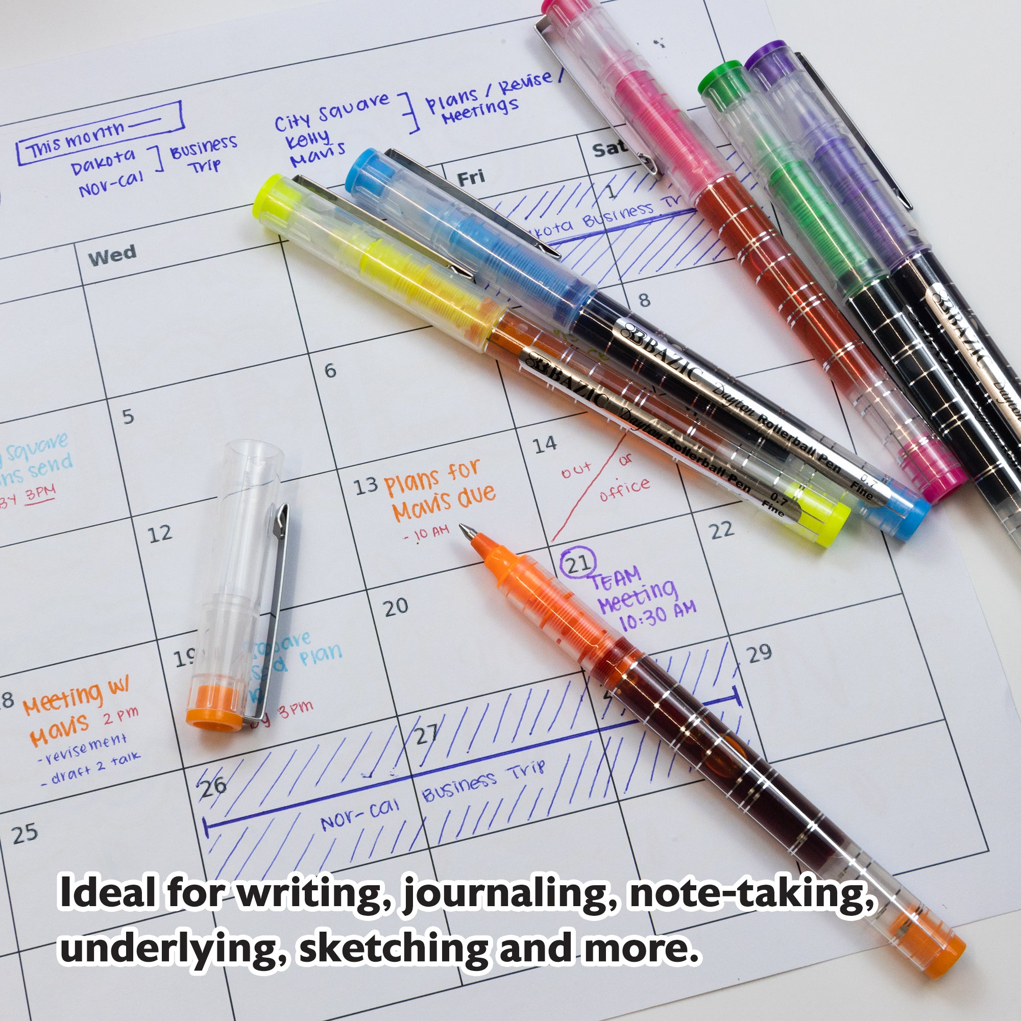 6 Color Dayton Rollerball Pen w/ Metal Clip