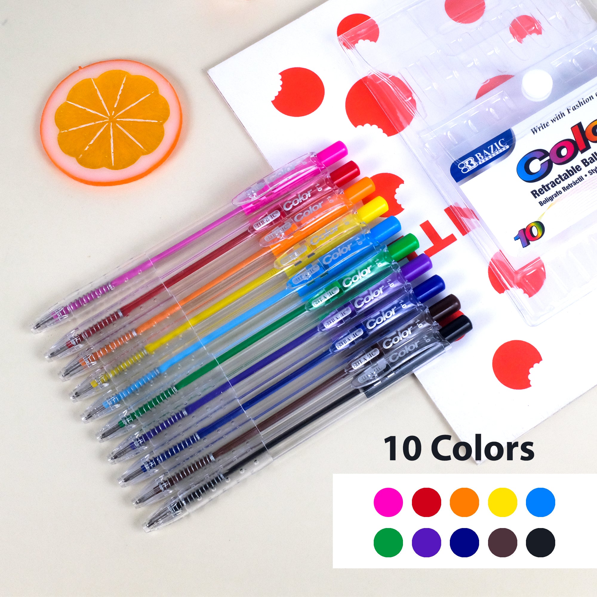 10 Color Retractable Pen
