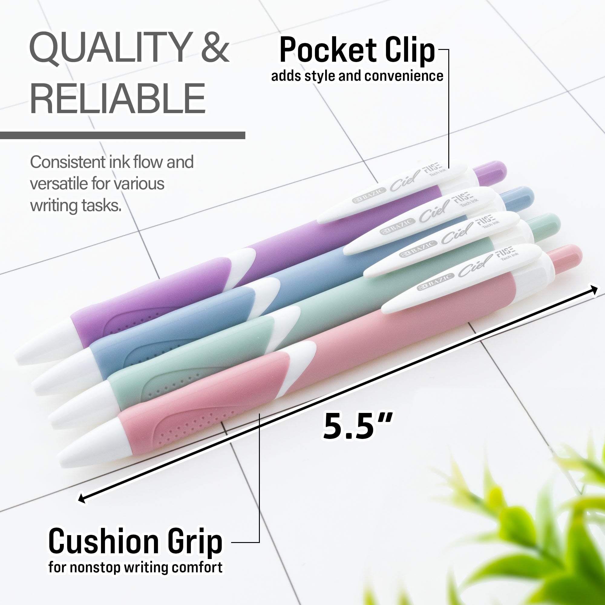 Ciel Serena FUSE Tech Ink Retractable Pen w/ Rubberized Barrel (2/Pack)