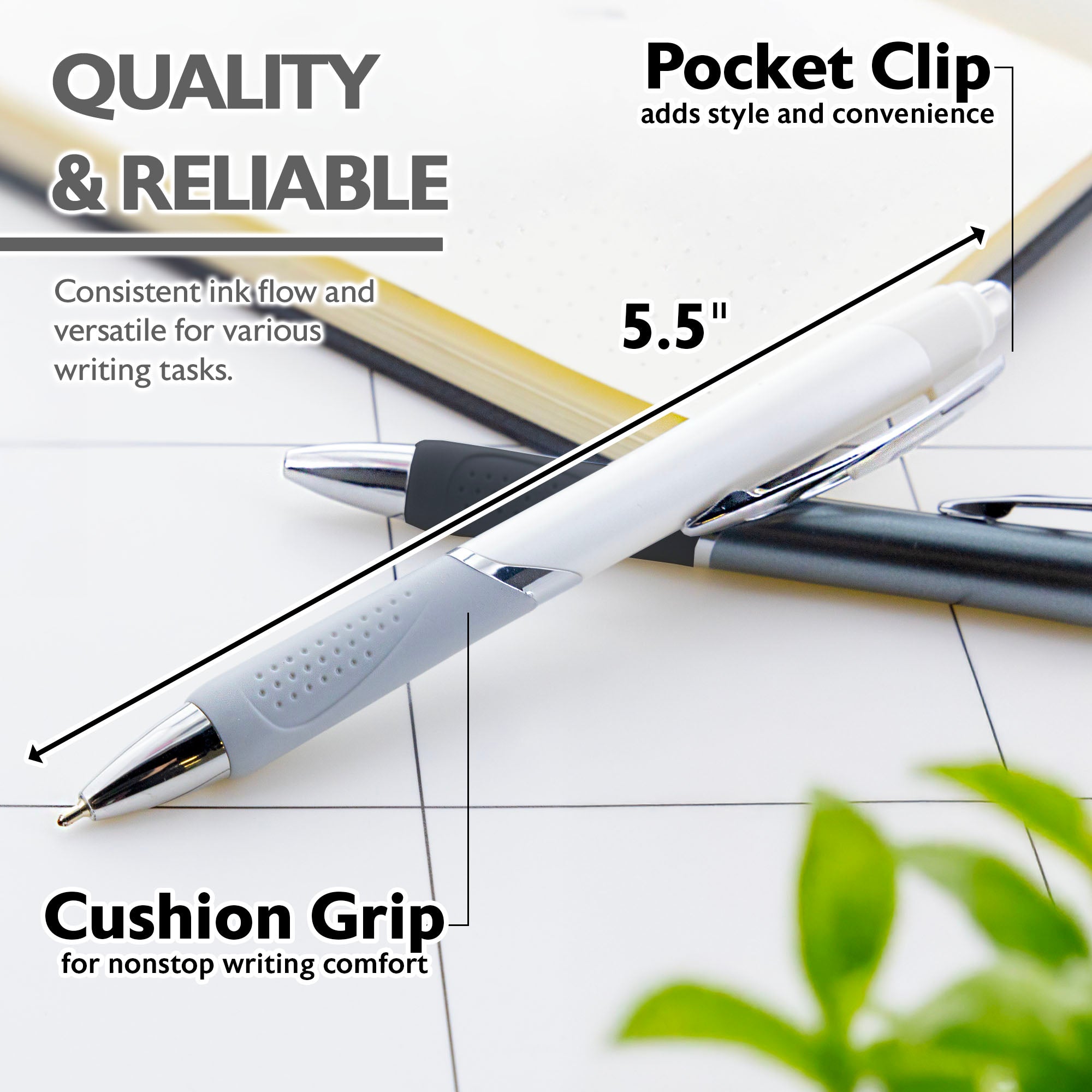 Ciel Chroma FUSE Tech Ink Retractable Pen w/ Rubberized Barrel & Metal Clip (2/Pack)