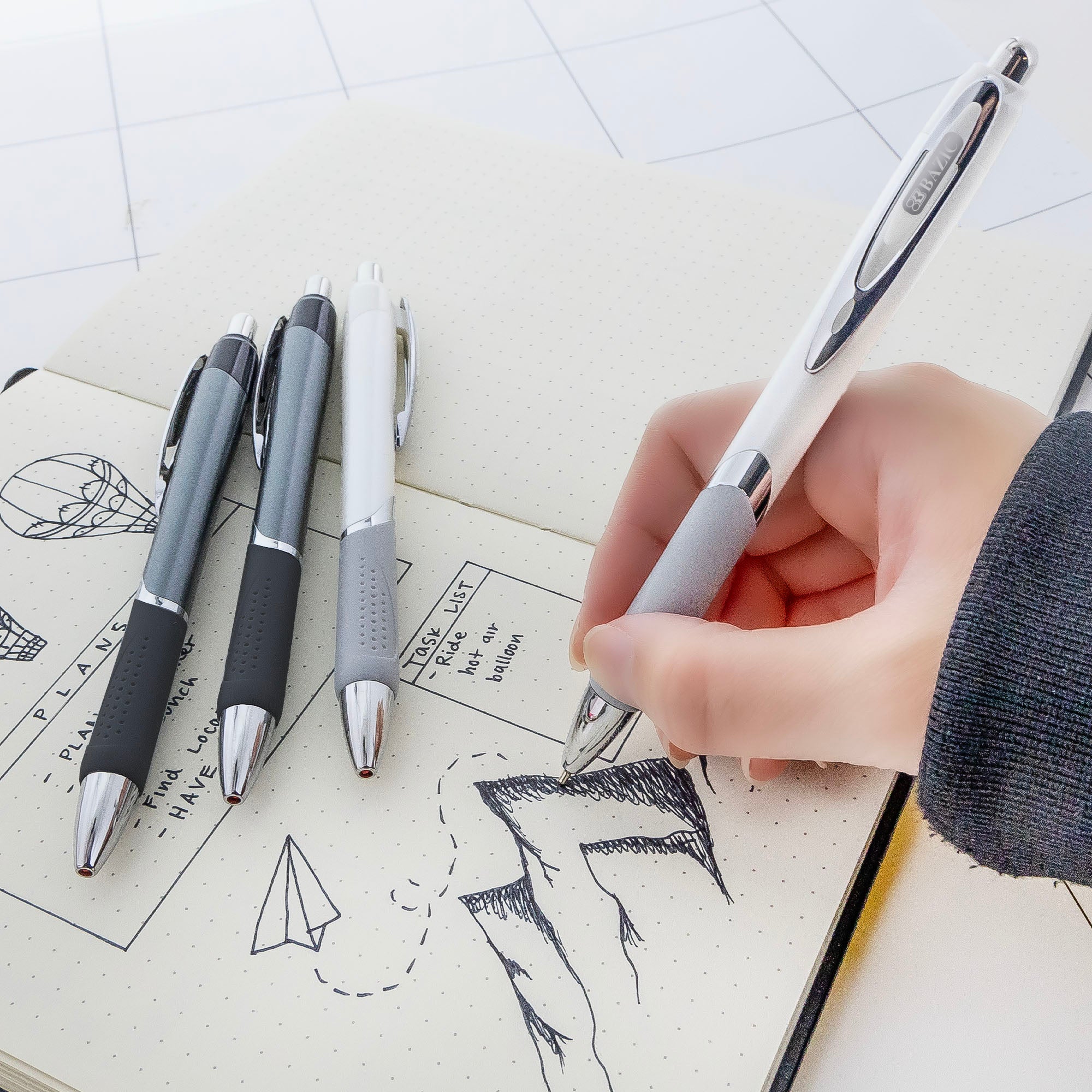 Ciel Chroma FUSE Tech Ink Retractable Pen w/ Rubberized Barrel & Metal Clip (2/Pack)