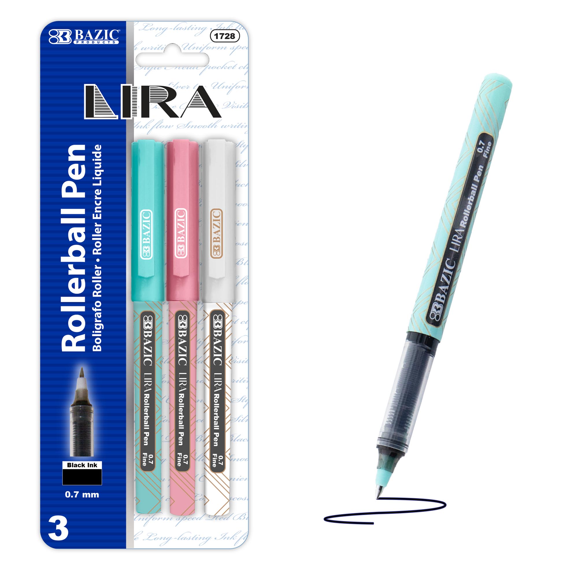 Lira Black Rollerball Pen (3/Pack)