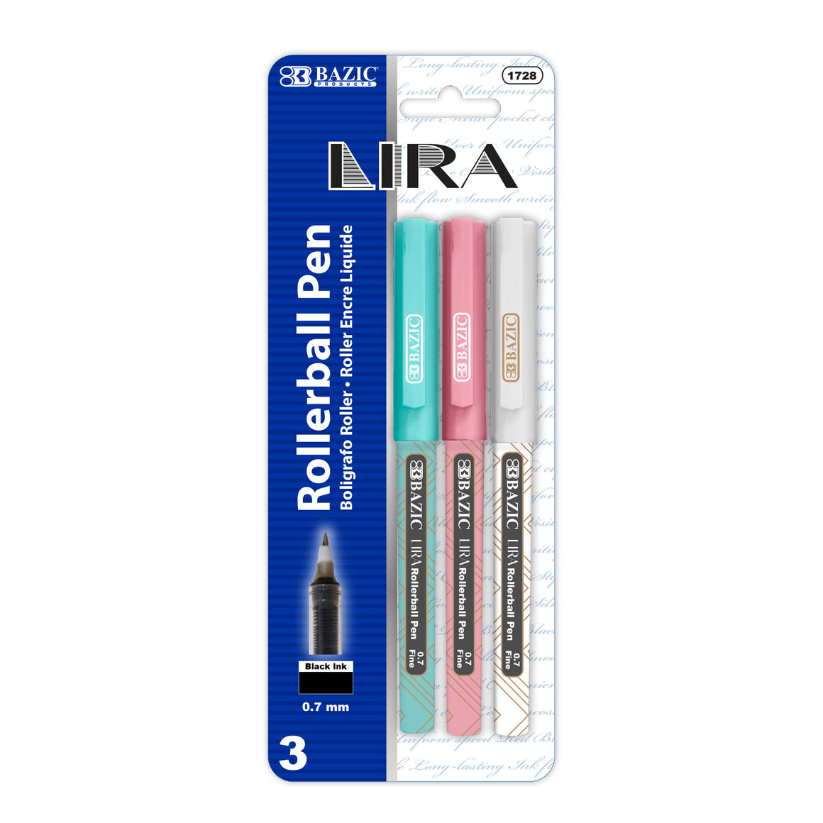 Lira Black Rollerball Pen (3/Pack)
