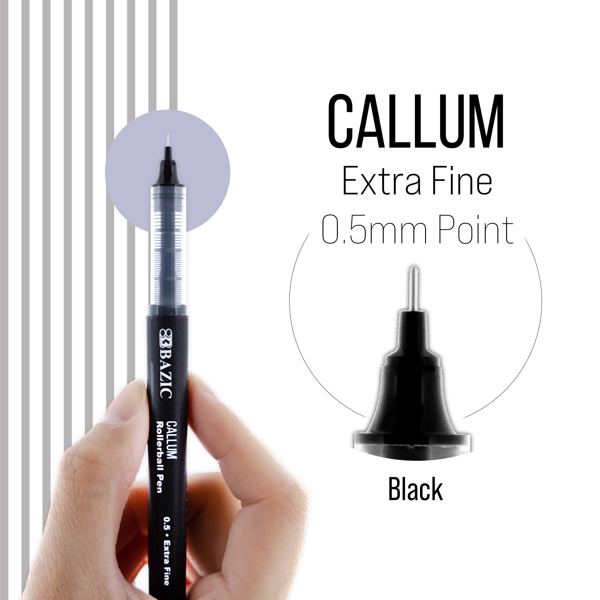 Callum Black Jumbo Ink Tank Needle-Tip Rollerball Pen (2/Pack)