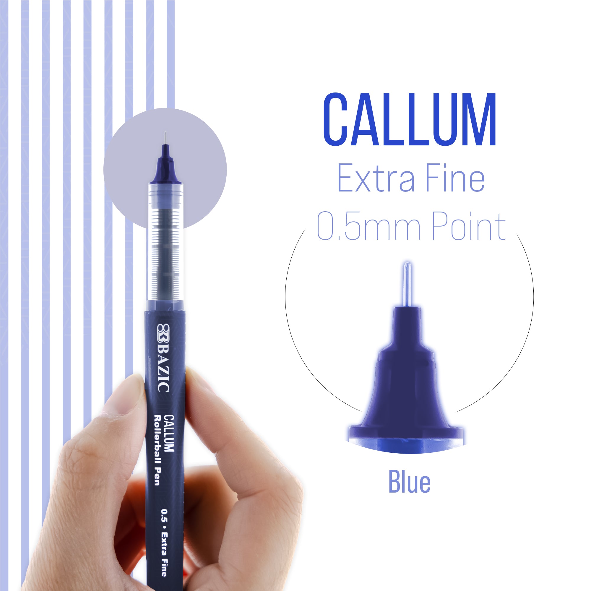 Callum Blue Jumbo Ink Tank Needle-Tip Rollerball Pen (2/Pack)